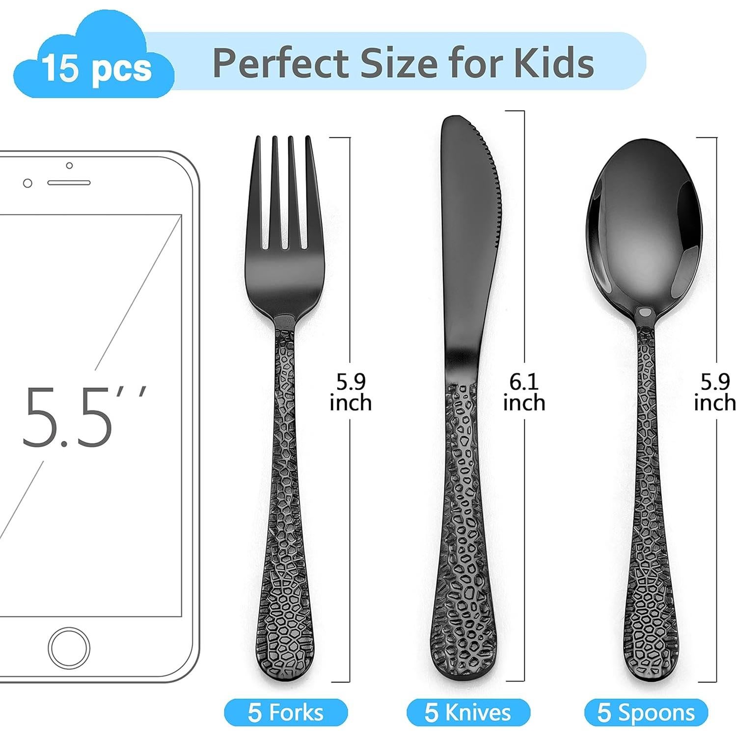 Set de Cubiertos para Niños LIANYU 15 Piezas Acero Inoxidable