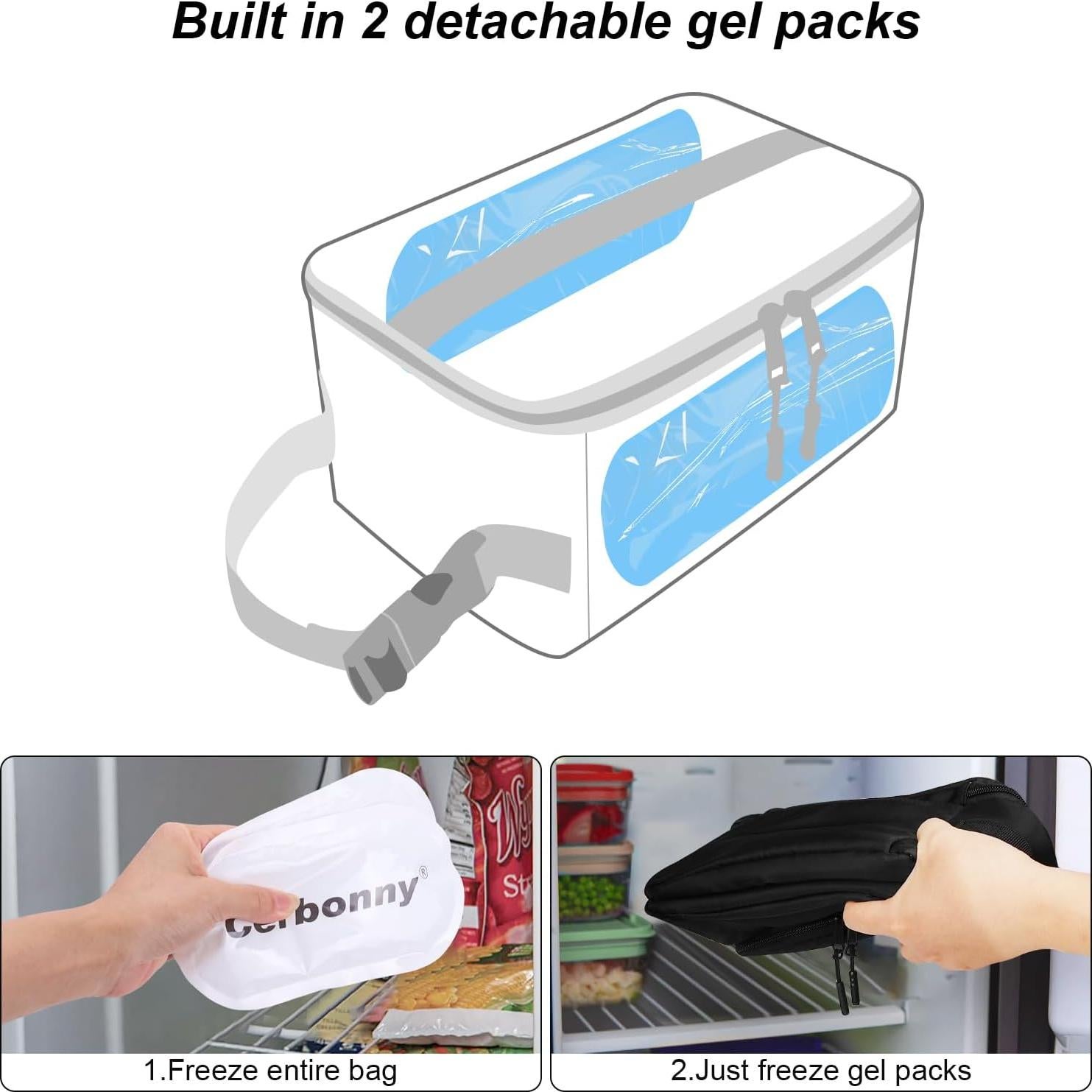 Bolsa de Almuerzo Térmica Cerbonny Negra 3.5L Congelable