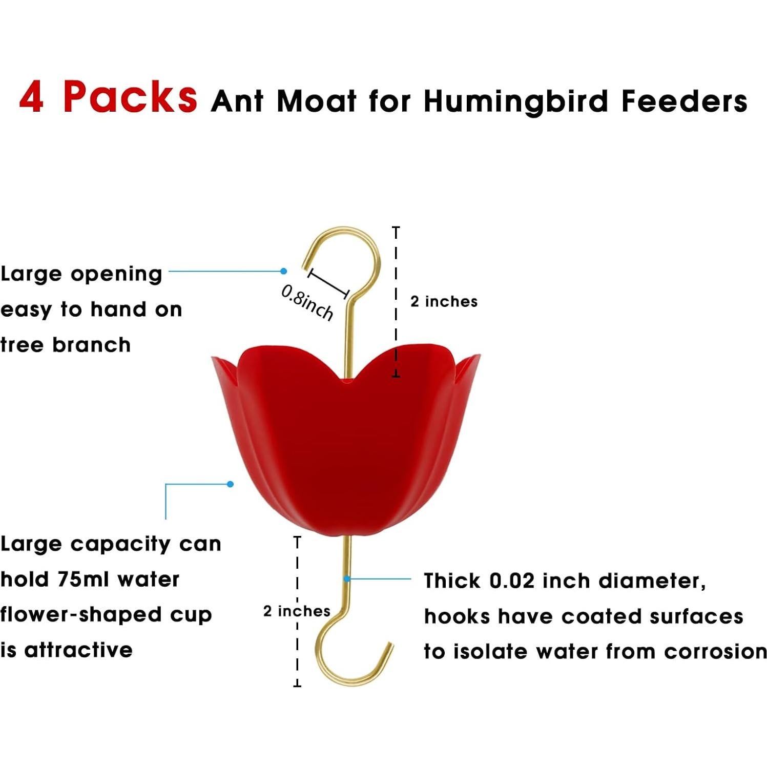 Foso de Hormigas GESAIL para Alimentador de Colibríes 75ml Rojo