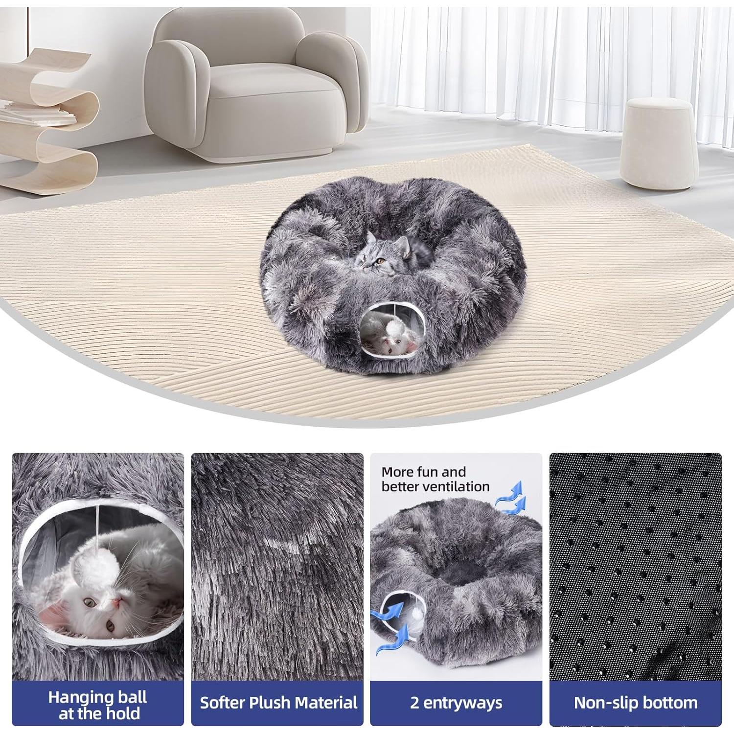 Túnel para Gatos Odoland 160 cm con Sofá y 20 Juguetes