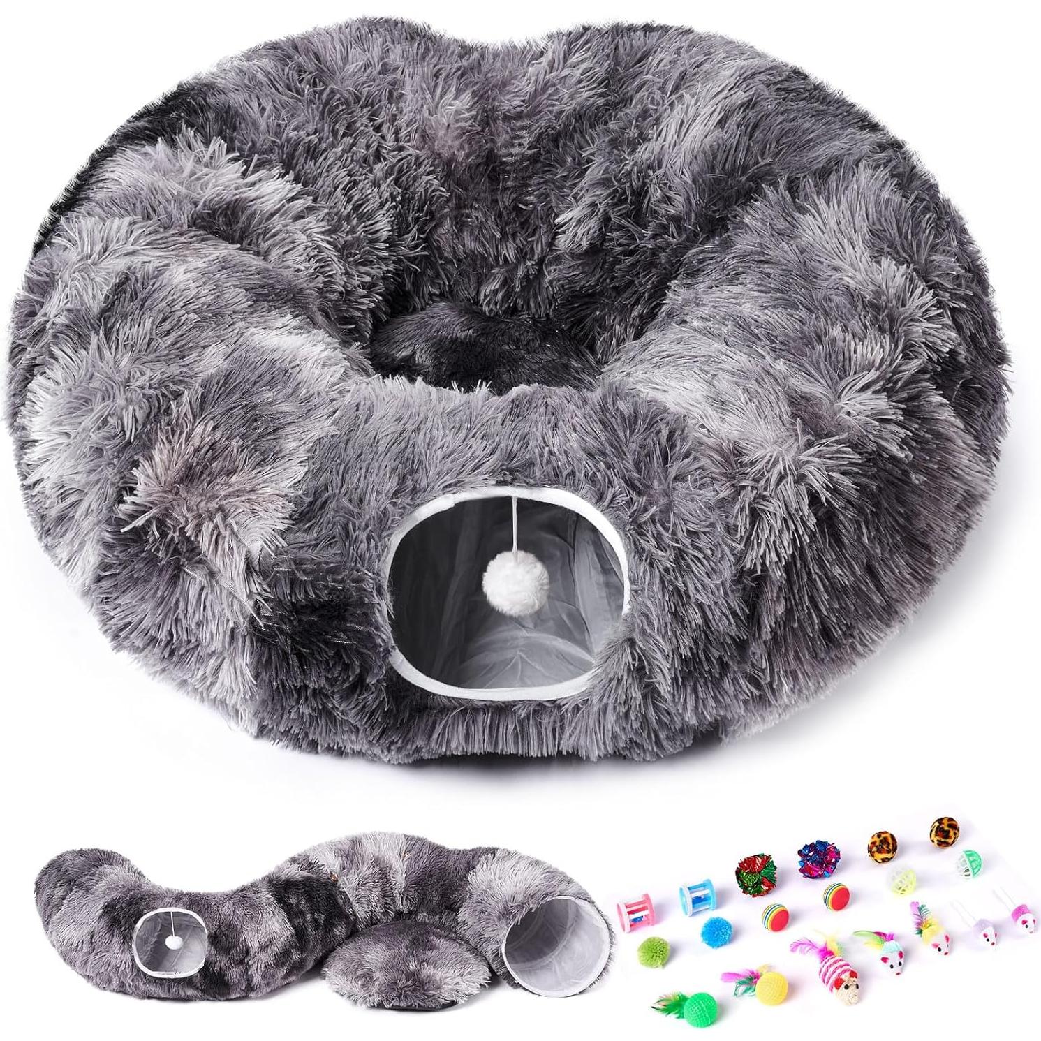 Túnel para Gatos Odoland 160 cm con Sofá y 20 Juguetes