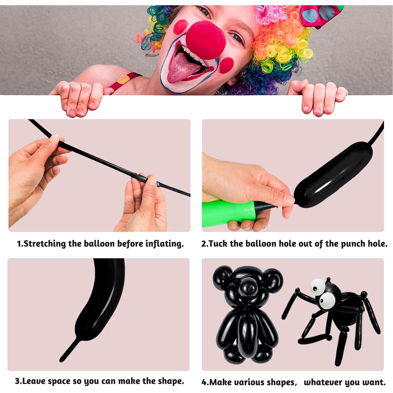 Globos Largos Negros 260Q ZBYDNG para Modelar Animales 100pcs