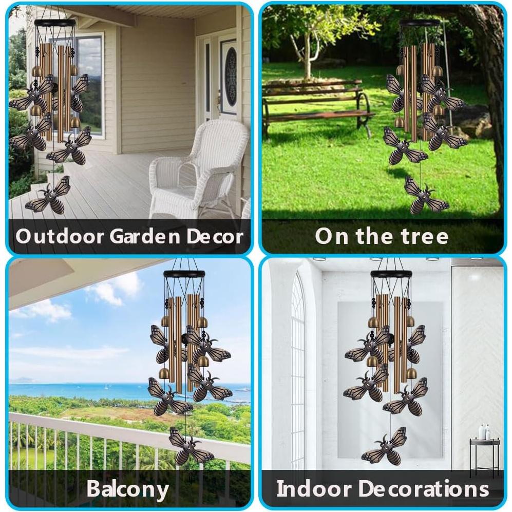 Campanas de Viento de Jardín xxschy - 4 Tubos de Aluminio 71 cm