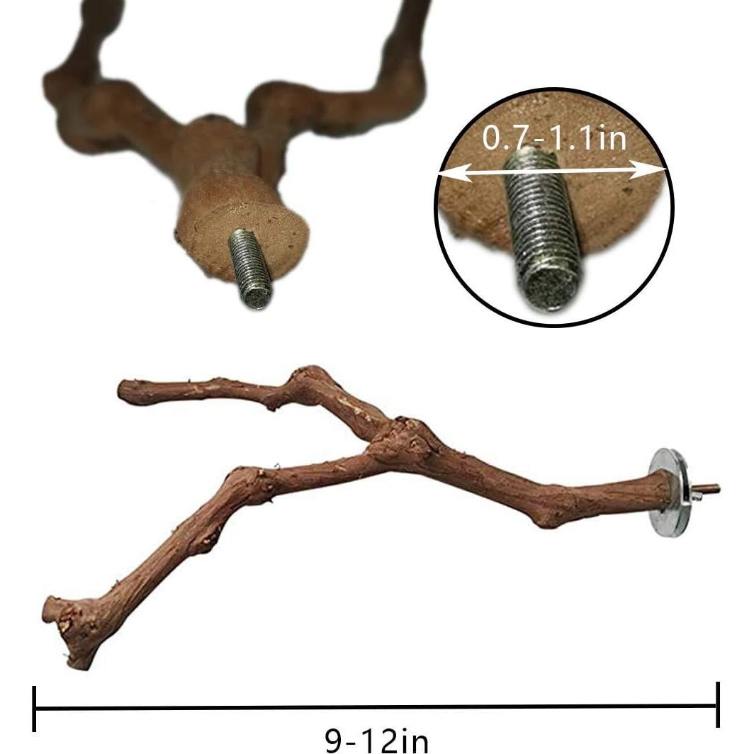 Perchas para Aves PINVNBY 3 Pcs Madera Natural 23-30 cm