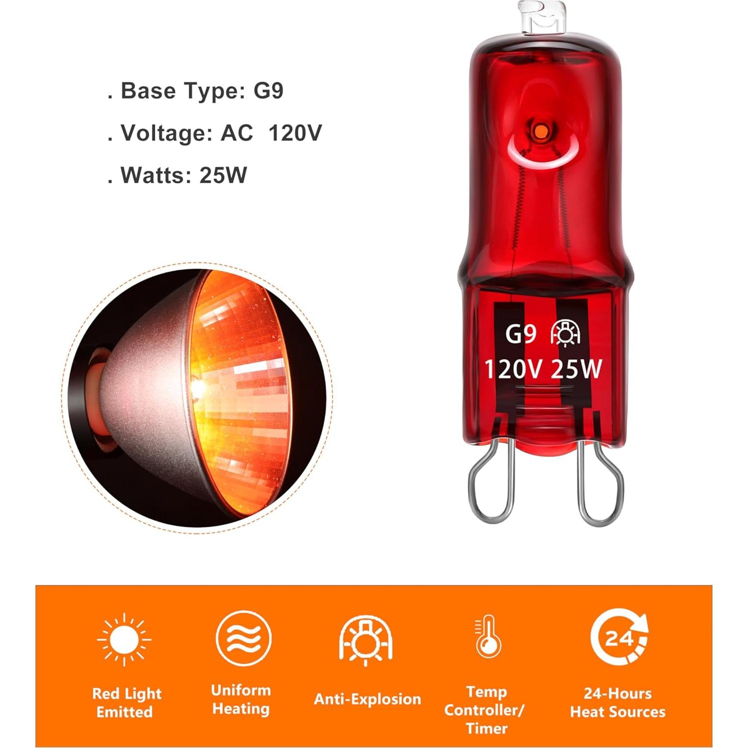 Lámpara de Calor para Reptiles C-Raptile 25W Roja Paquete de 3