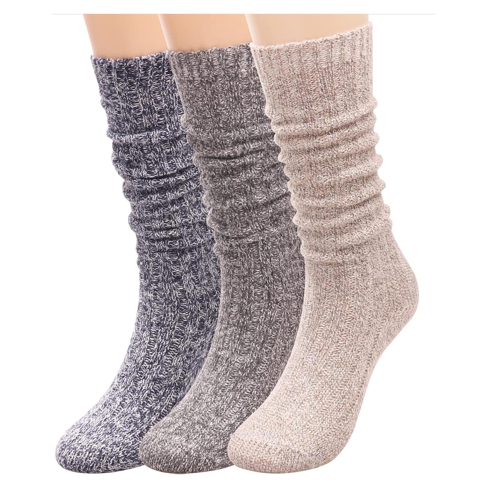 Calcetines Altos de Lana para Mujer Talla 5-11 - 3 Pares