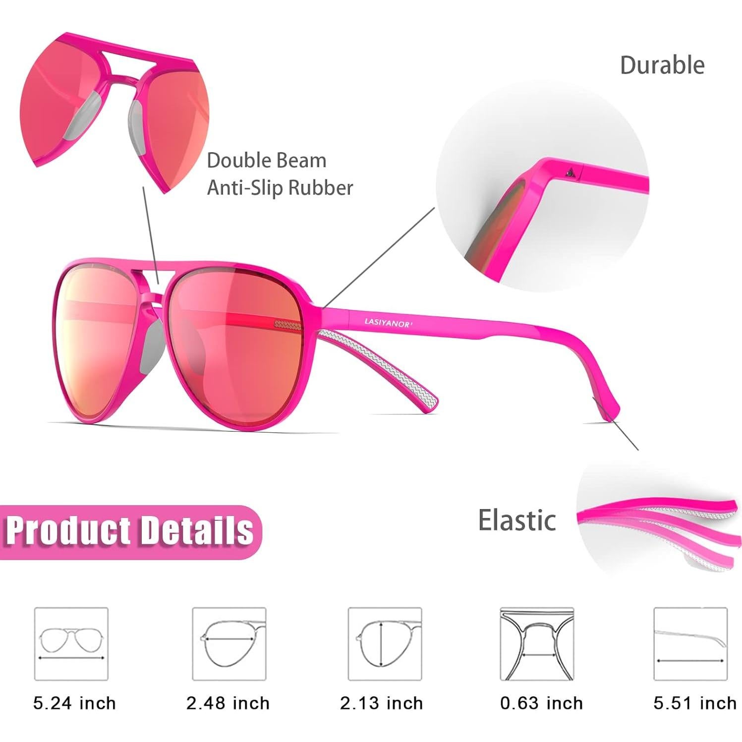 Gafas de Sol Vintage Polarizadas Lasiyanor UV400 Rosa