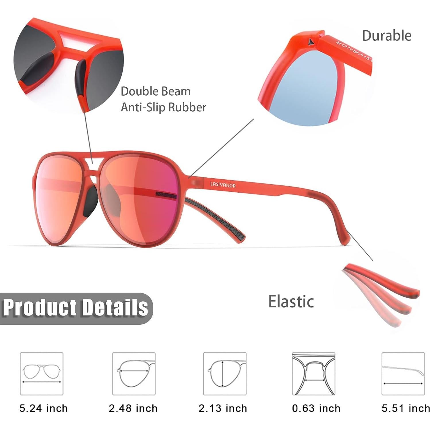 Gafas de Sol Vintage Polarizadas Lasiyanor UV400 Rojo