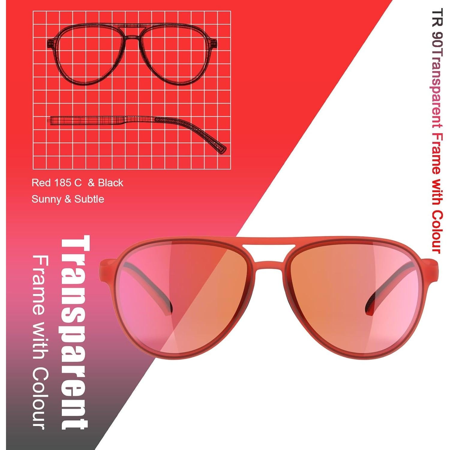 Gafas de Sol Vintage Polarizadas Lasiyanor UV400 Rojo