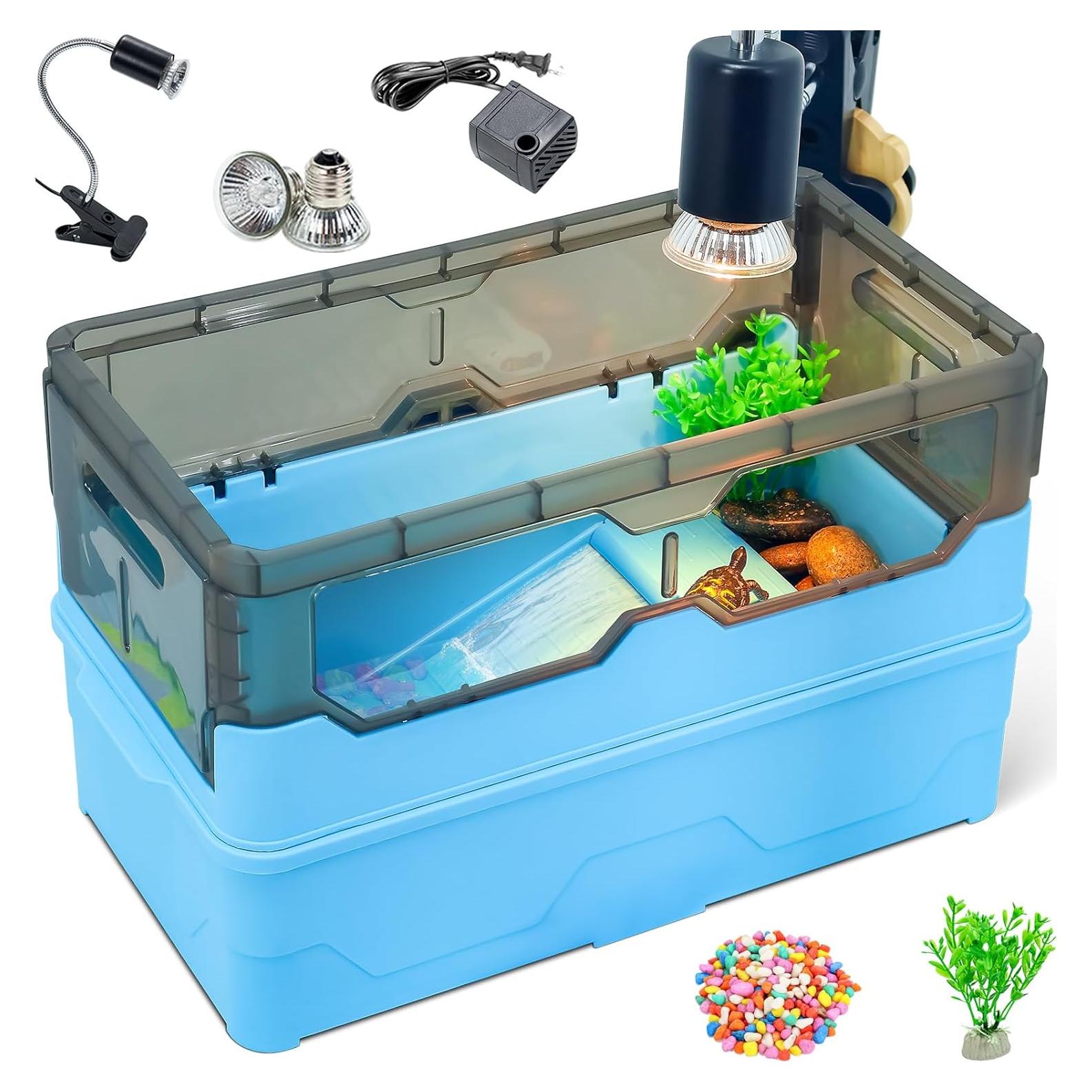 Kit Acuario para Tortugas Runduck - Mediano Azul con Filtración