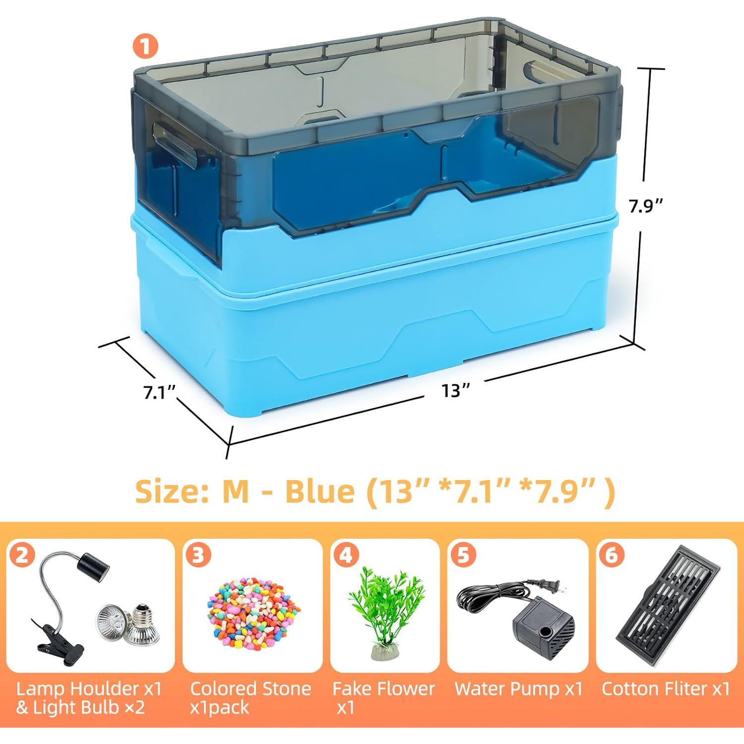 Kit Acuario para Tortugas Runduck - Mediano Azul con Filtración