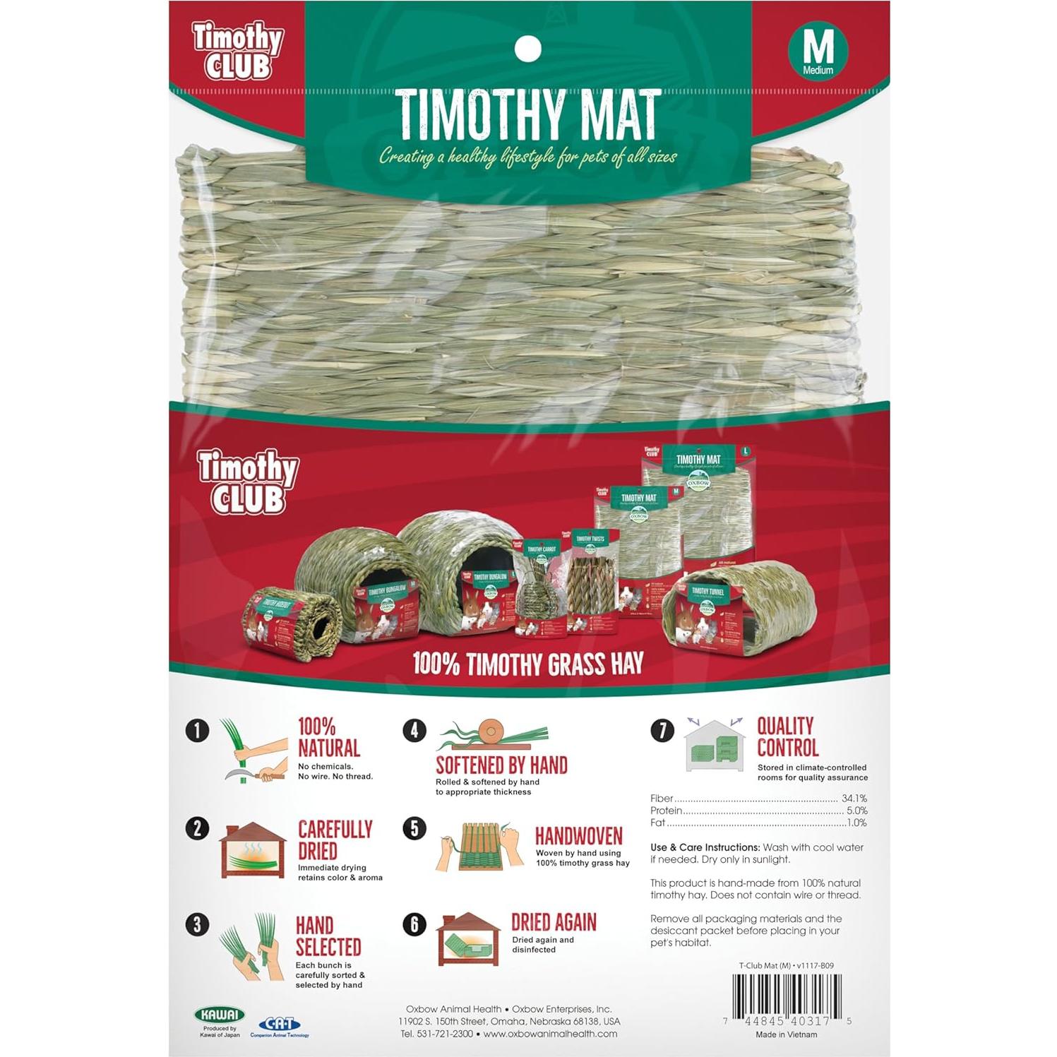 Mat de Heno de Timothy Oxbow Mediano 100% Natural para Mascotas