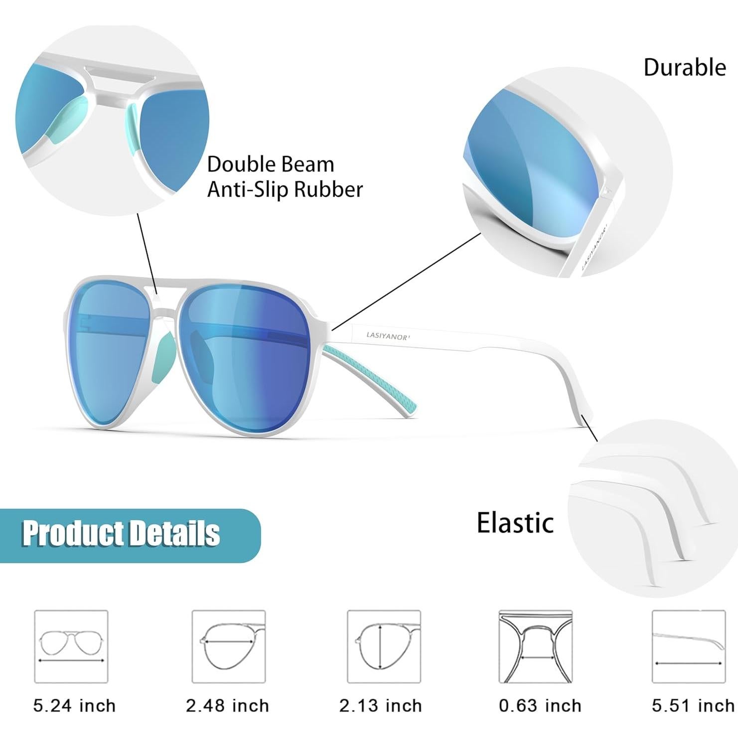 Gafas de Sol Polarizadas Lasiyanor Retro UV400 Blancas