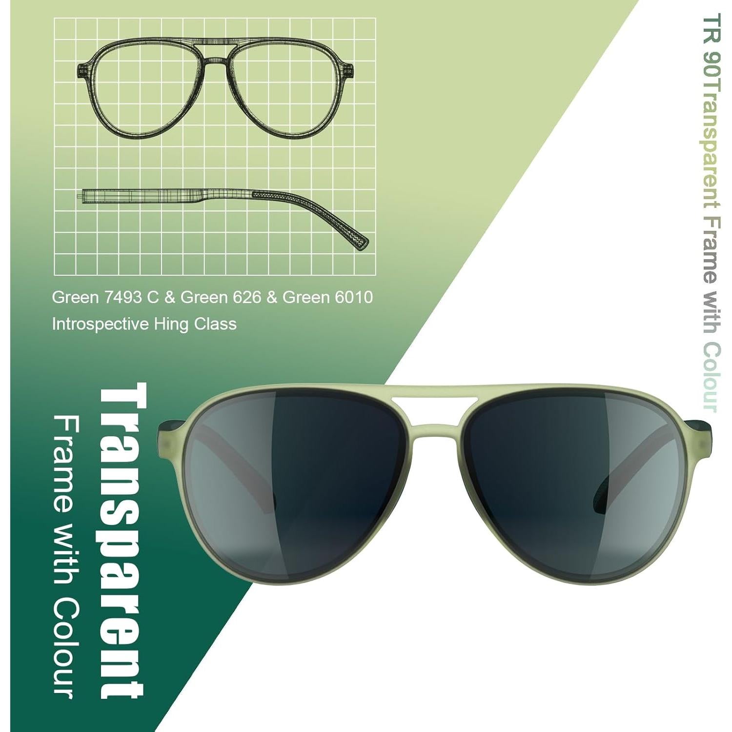 Gafas de sol retro polarizadas Lasiyanor UV400 verdes
