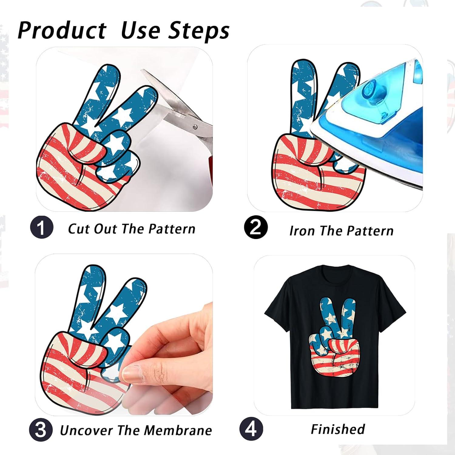 Calcomanías de Transferencia de Calor FUKIDOG 4 de Julio 3 Hojas