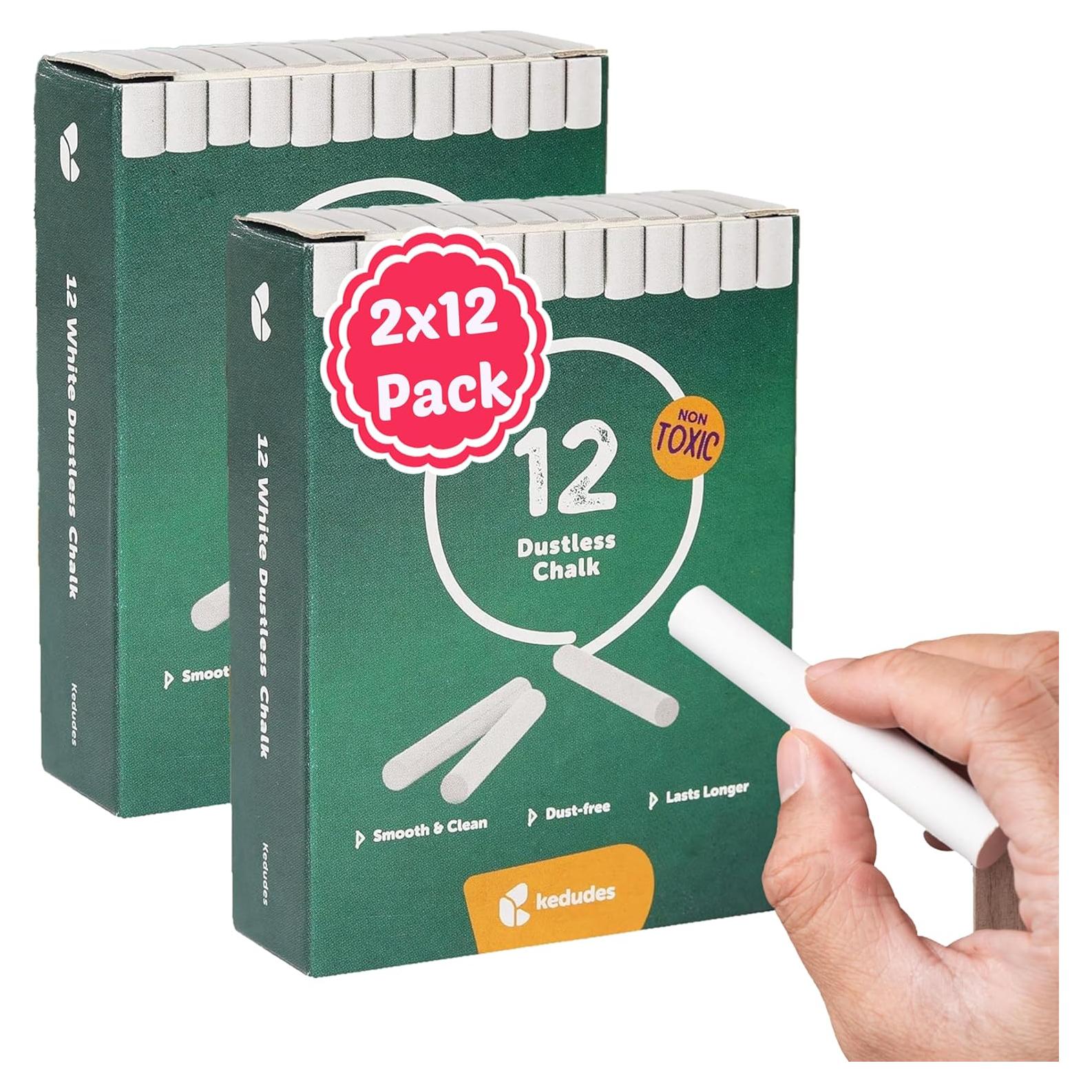 Tiza Blanca Sin Polvo Kedudes - 24 Palos para Pizarra