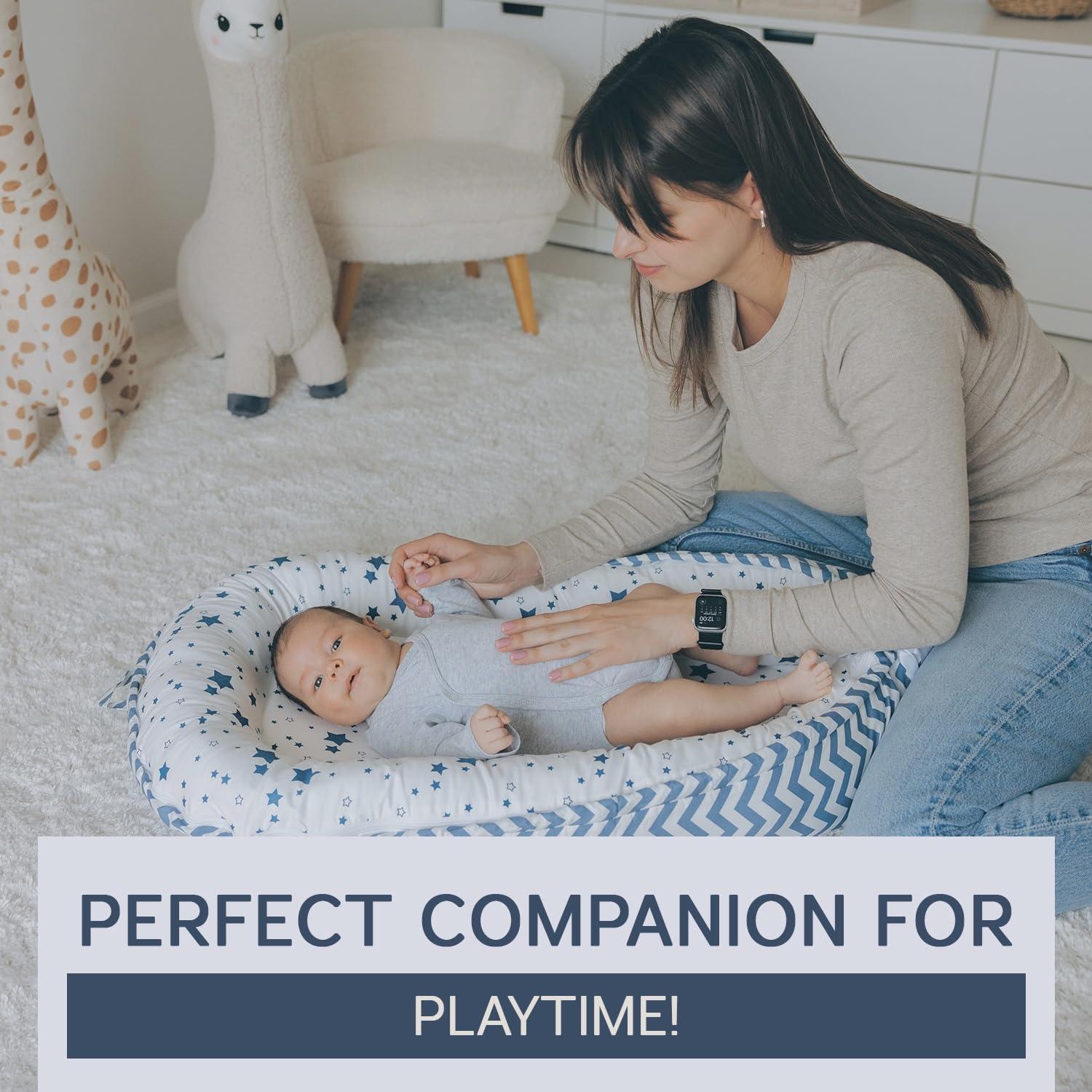 Sofá para Bebés Aila + Aiden de Algodón Orgánico Azul