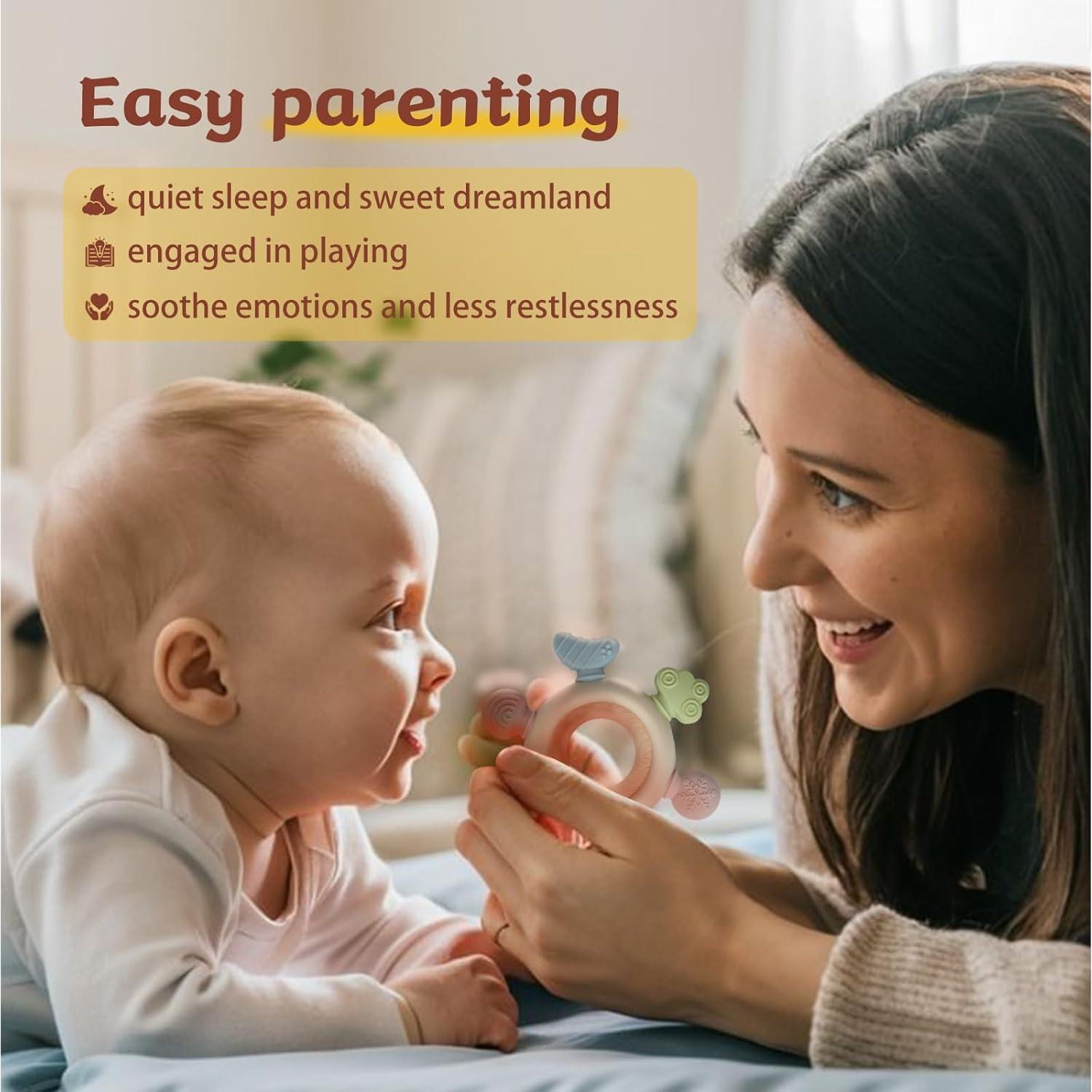 3 Anillos de Dentición para Bebés 0-12 Meses con Clip