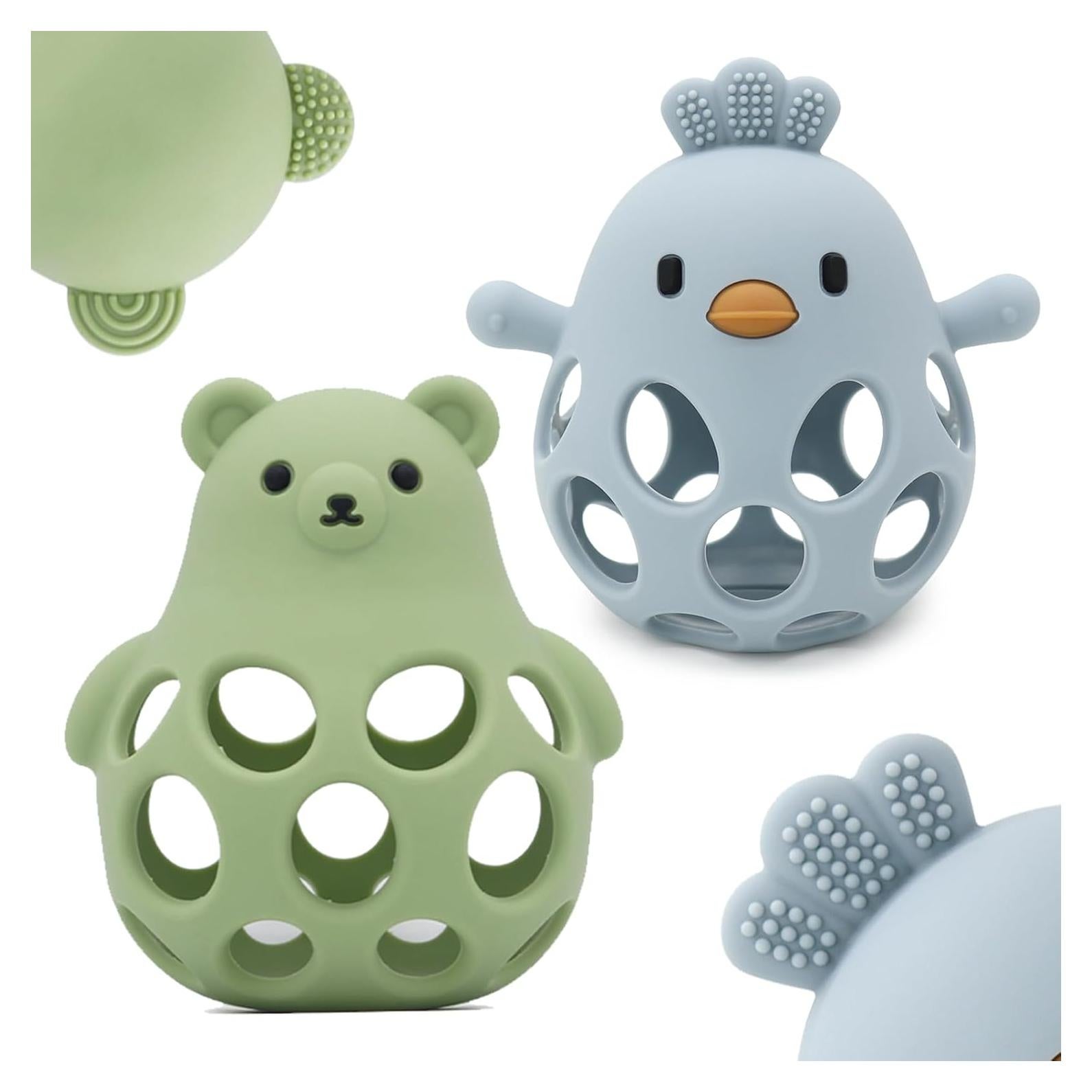 Mordedores de Silicona para Bebés - Juguetes de Dentición 0-12 Meses