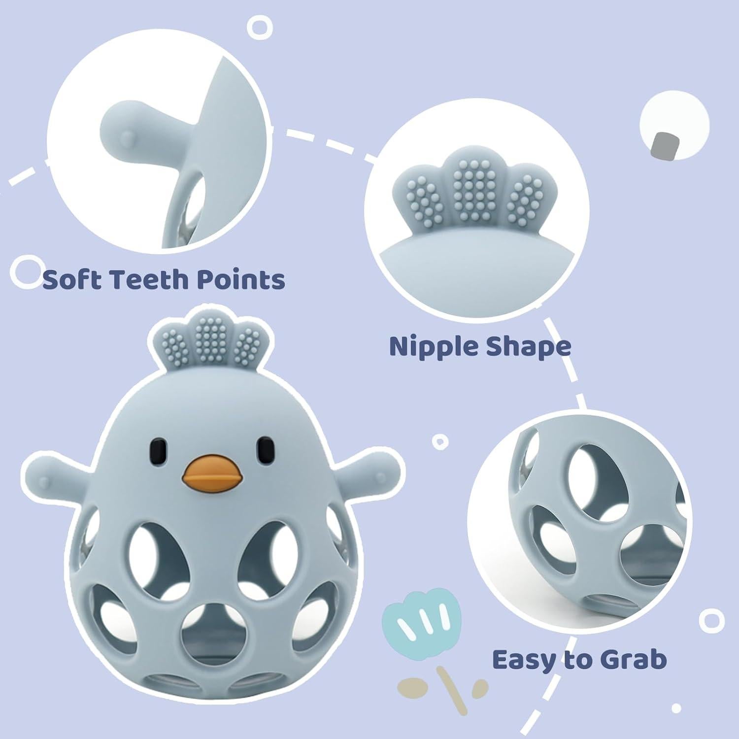Mordedores de Silicona para Bebés - Juguetes de Dentición 0-12 Meses