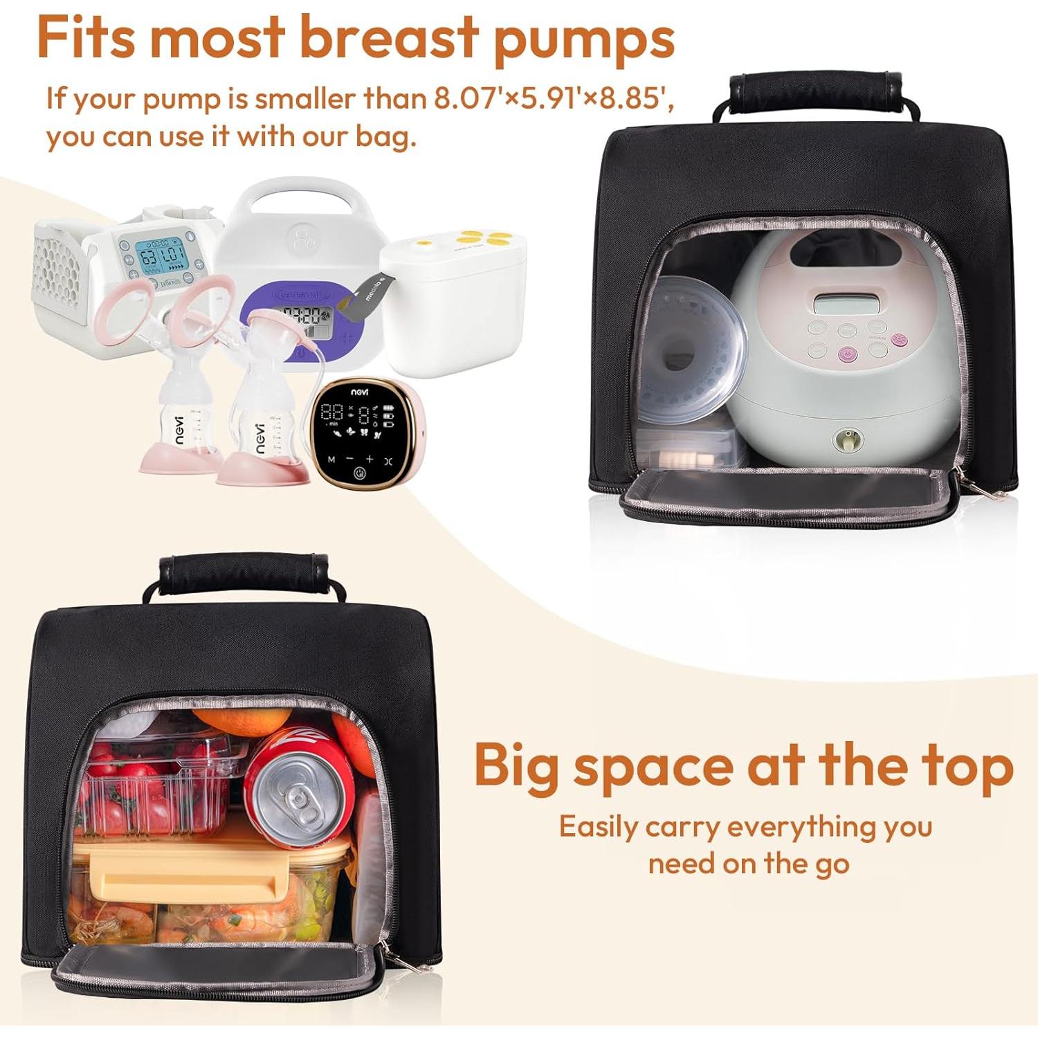 Bolsa Aislada para Extractor de Leche NCVI - Negra, Doble Capa