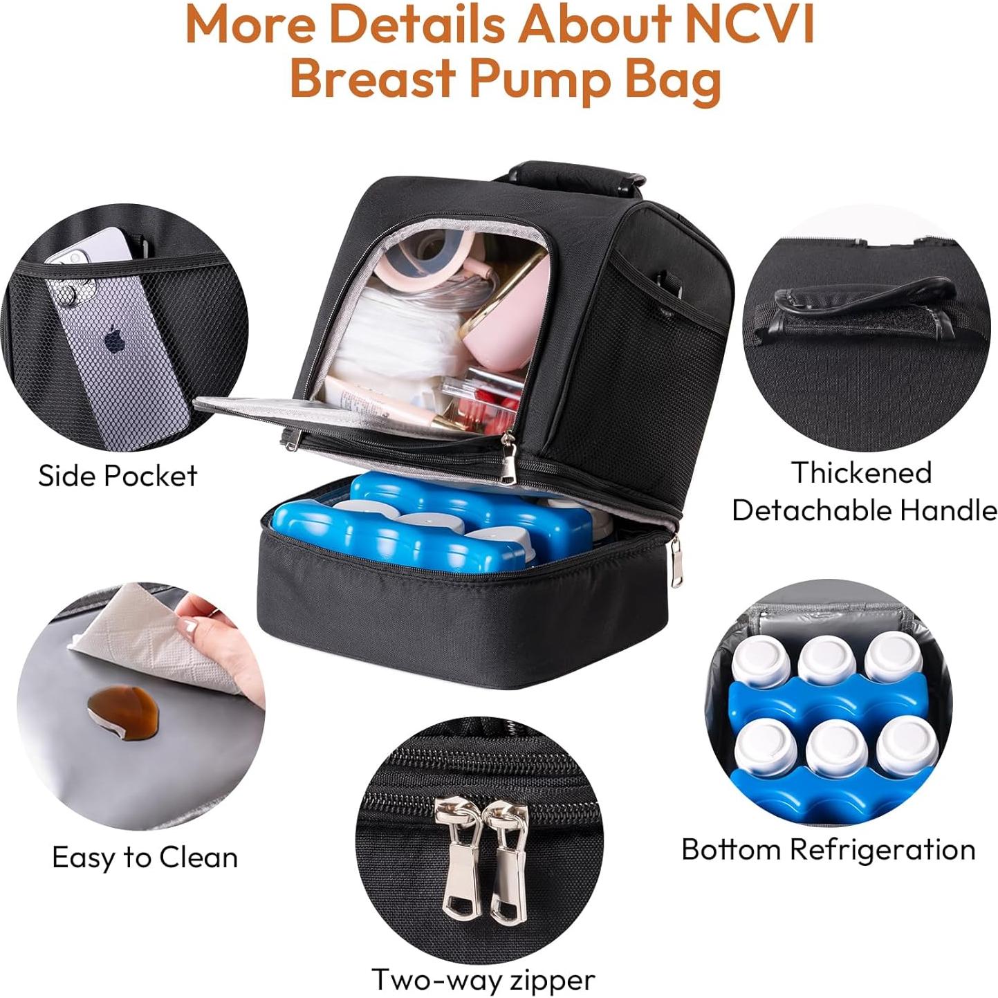 Bolsa Aislada para Extractor de Leche NCVI - Negra, Doble Capa