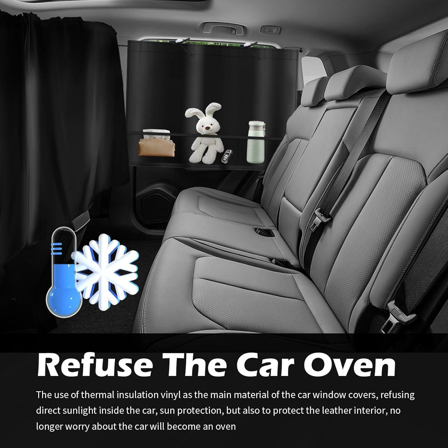 Cortinas de Coche Carleef 3PCS con Ventosas y Bolsillos