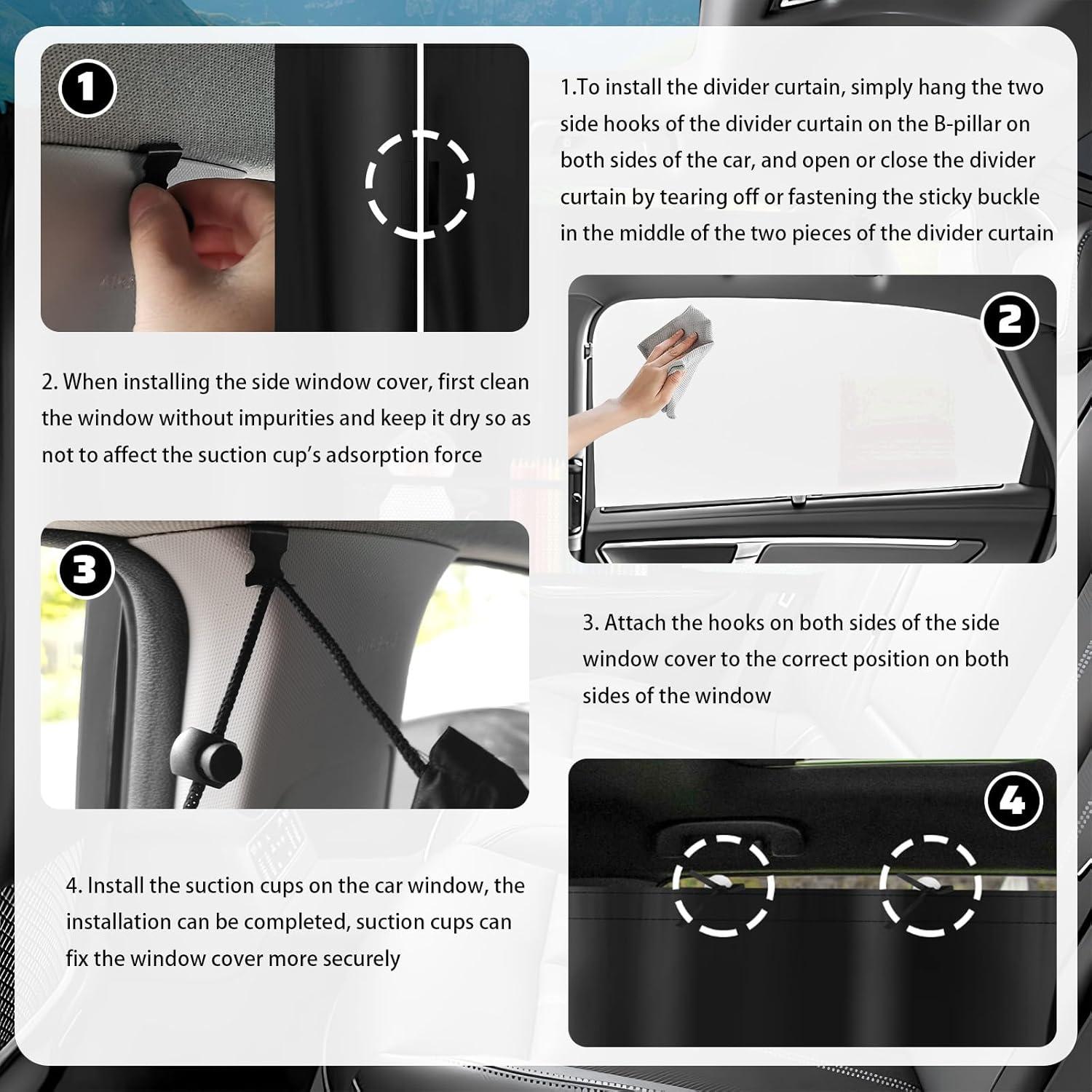 Cortinas de Coche Carleef 3PCS con Ventosas y Bolsillos