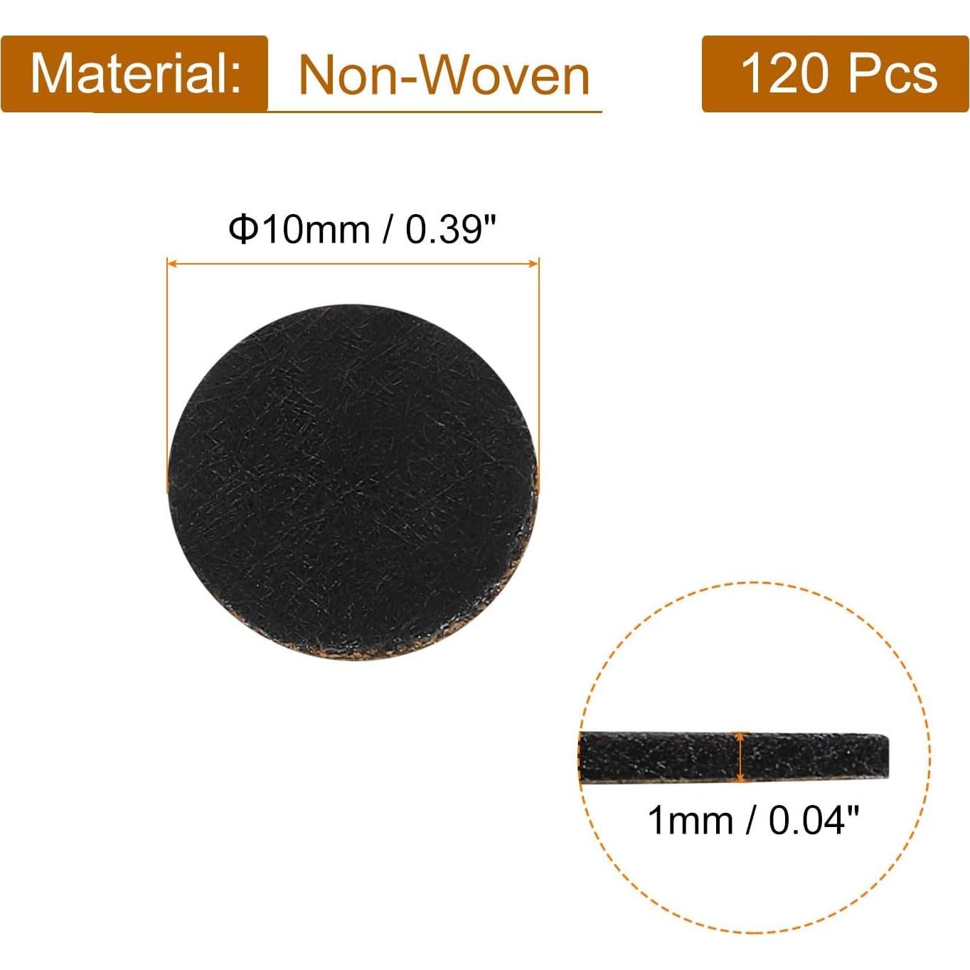 120 Círculos de Fieltro Autoadhesivos uxcell 10mm Negro