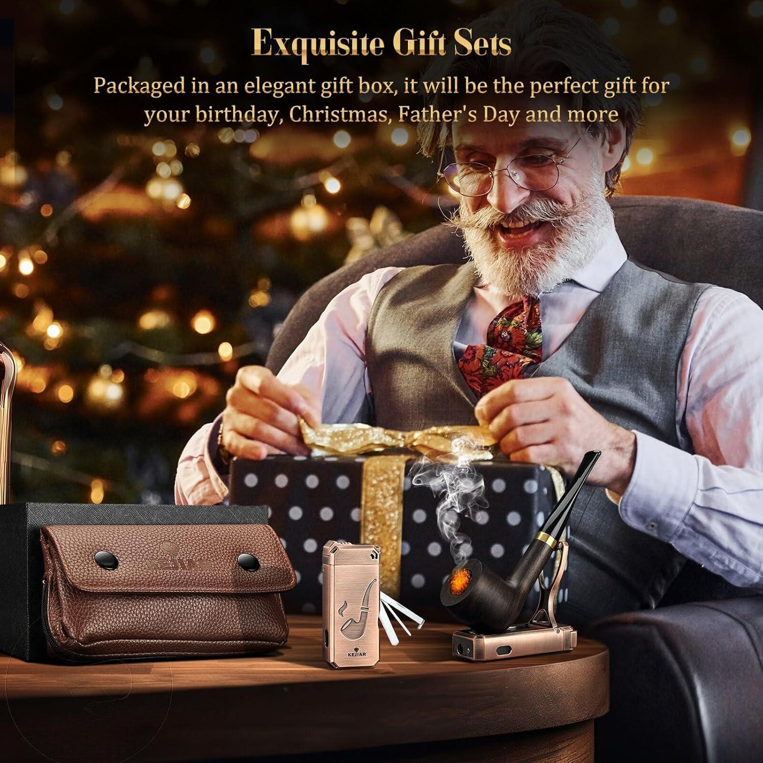 Juego de Pipas de Tabaco KEJIAR con Bolsa y Encendedor