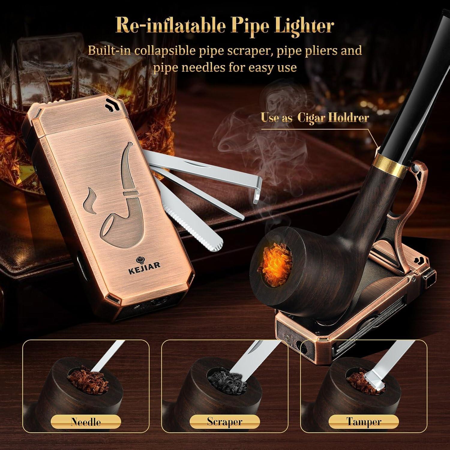 Juego de Pipas de Tabaco KEJIAR con Bolsa y Encendedor