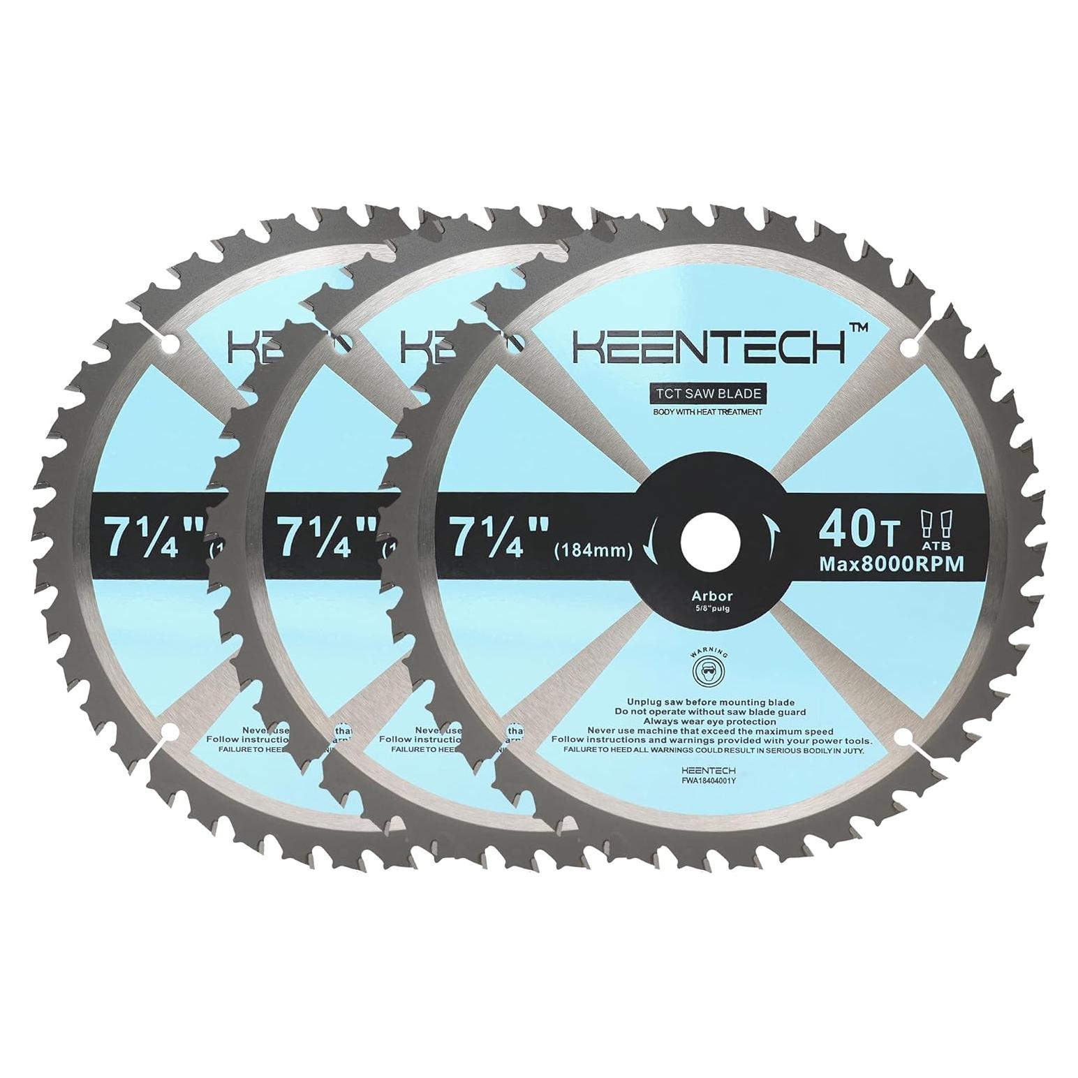 Hoja de Sierra Circular KEENTECH 7-1/4" 40 Dientes x3