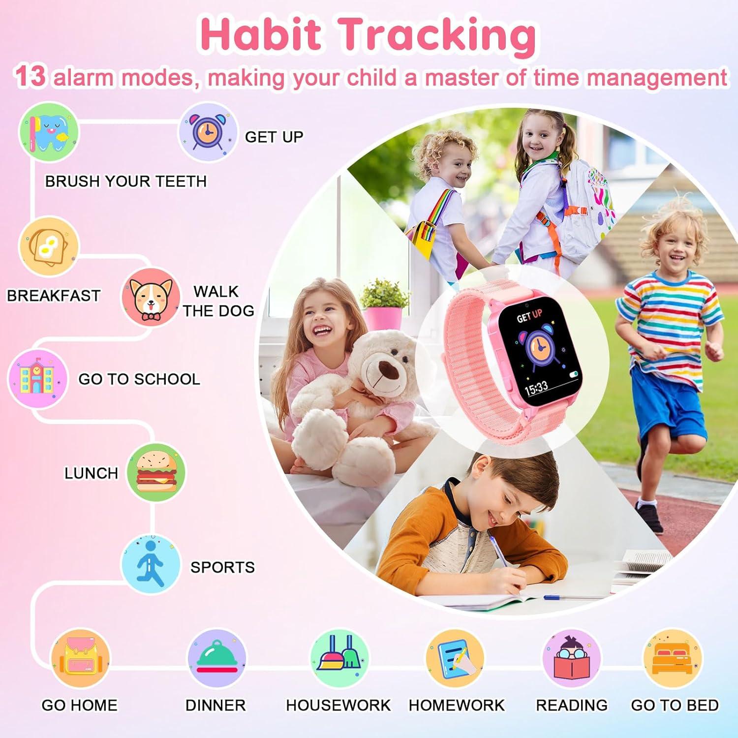 Reloj Inteligente CJC para Niñas 4-8 Años Rosa 1.83" HD