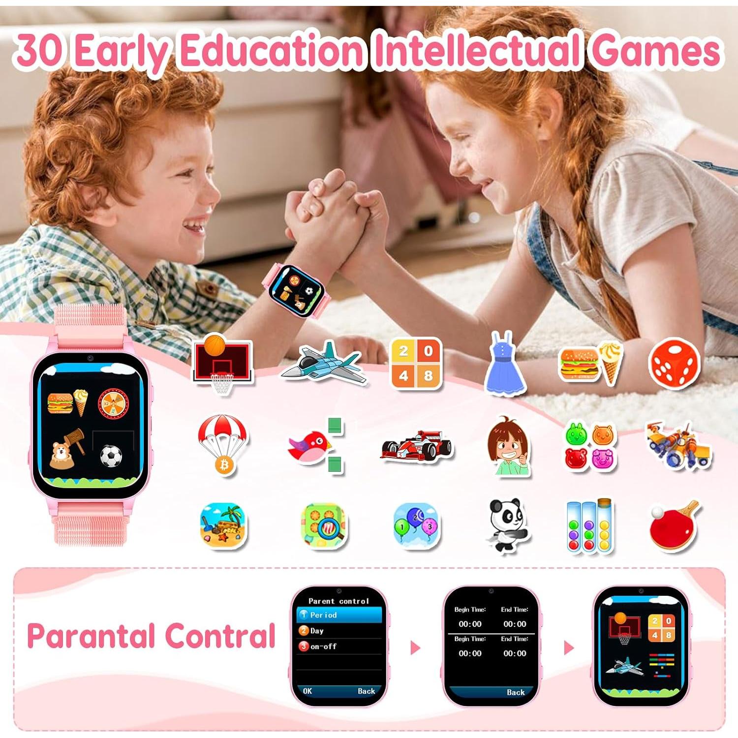 Reloj Inteligente CJC para Niñas 4-8 Años Rosa 1.83" HD