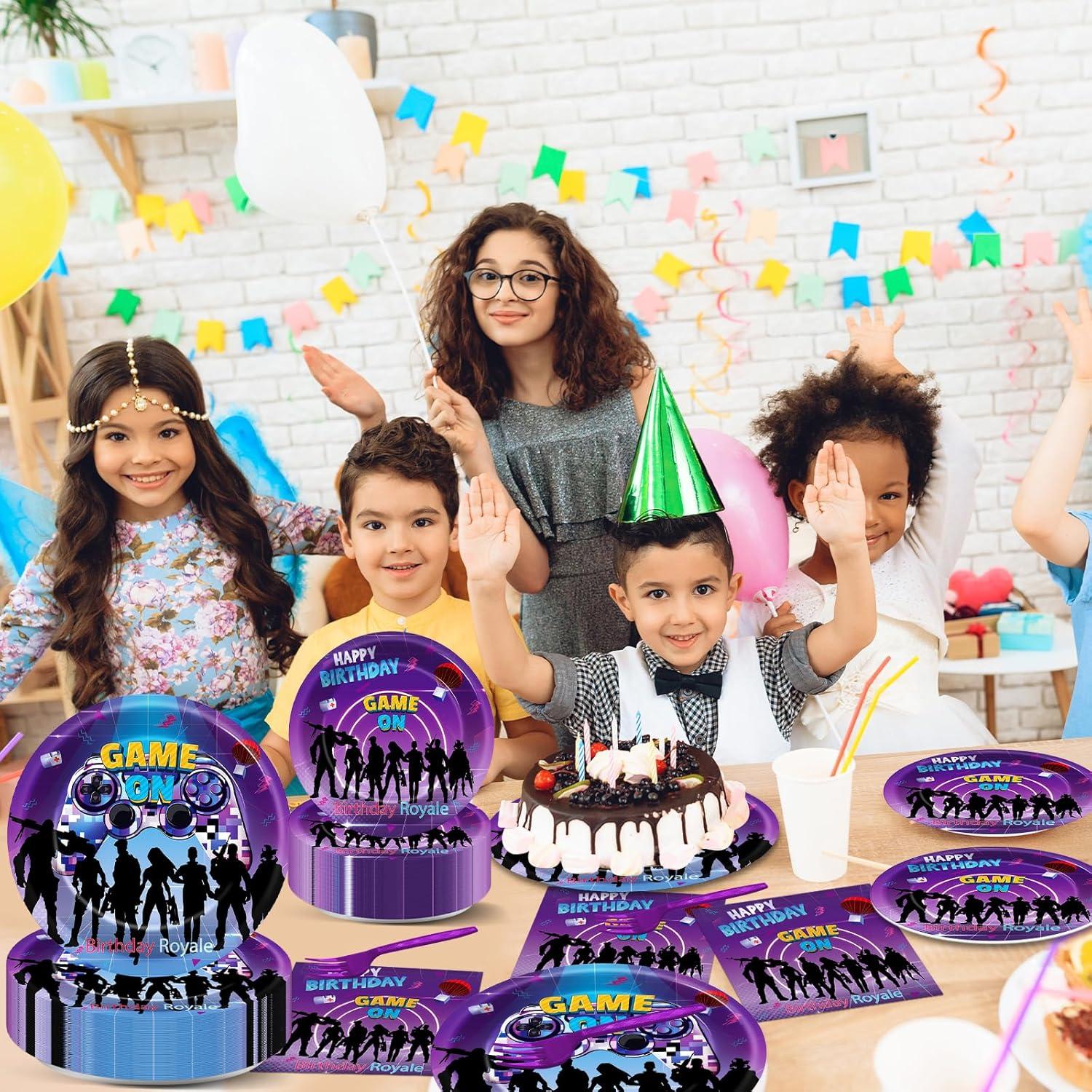 200 Piezas Vajilla Desechable Videojuegos Saludo de Fiesta