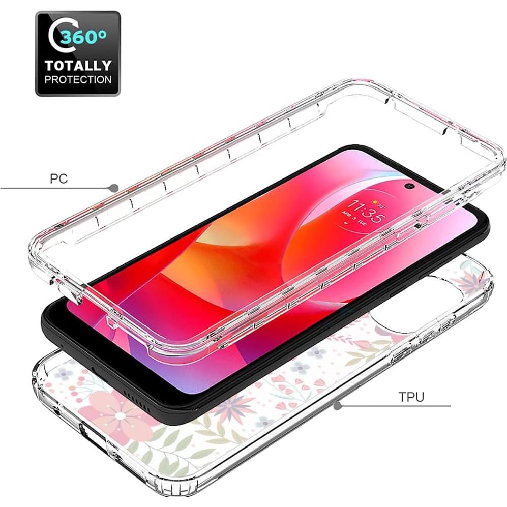 Funda Protectora Floral para Moto G Power 2022 con Protector de Pantalla