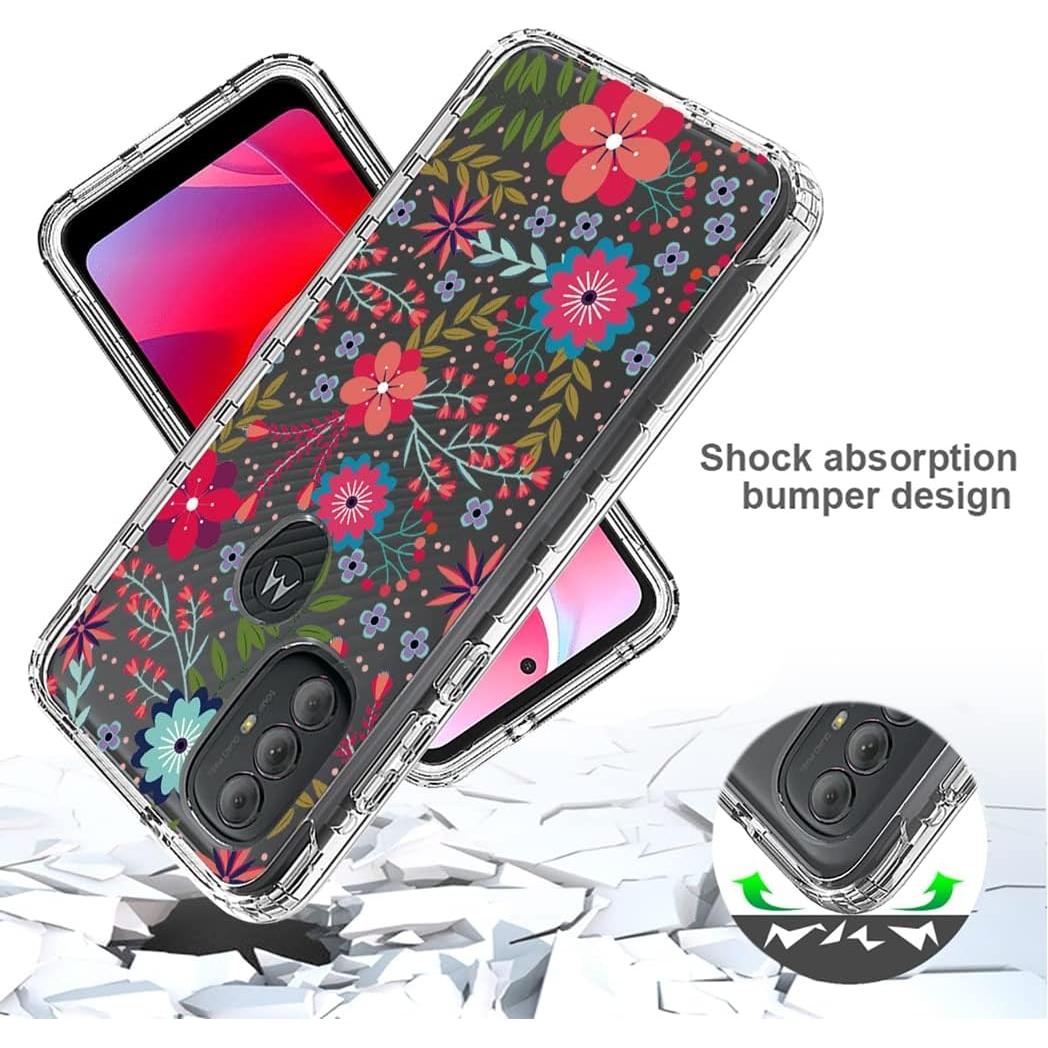 Funda Protectora Floral para Moto G Power 2022 con Protector de Pantalla