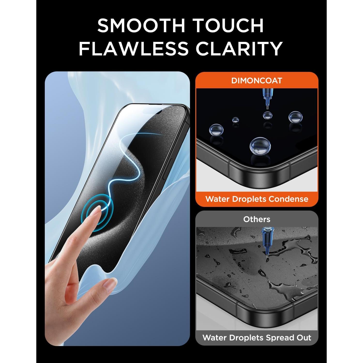 Protector de Pantalla DIMONCOAT 4-Pack para iPhone 15 Pro 6.1" HD