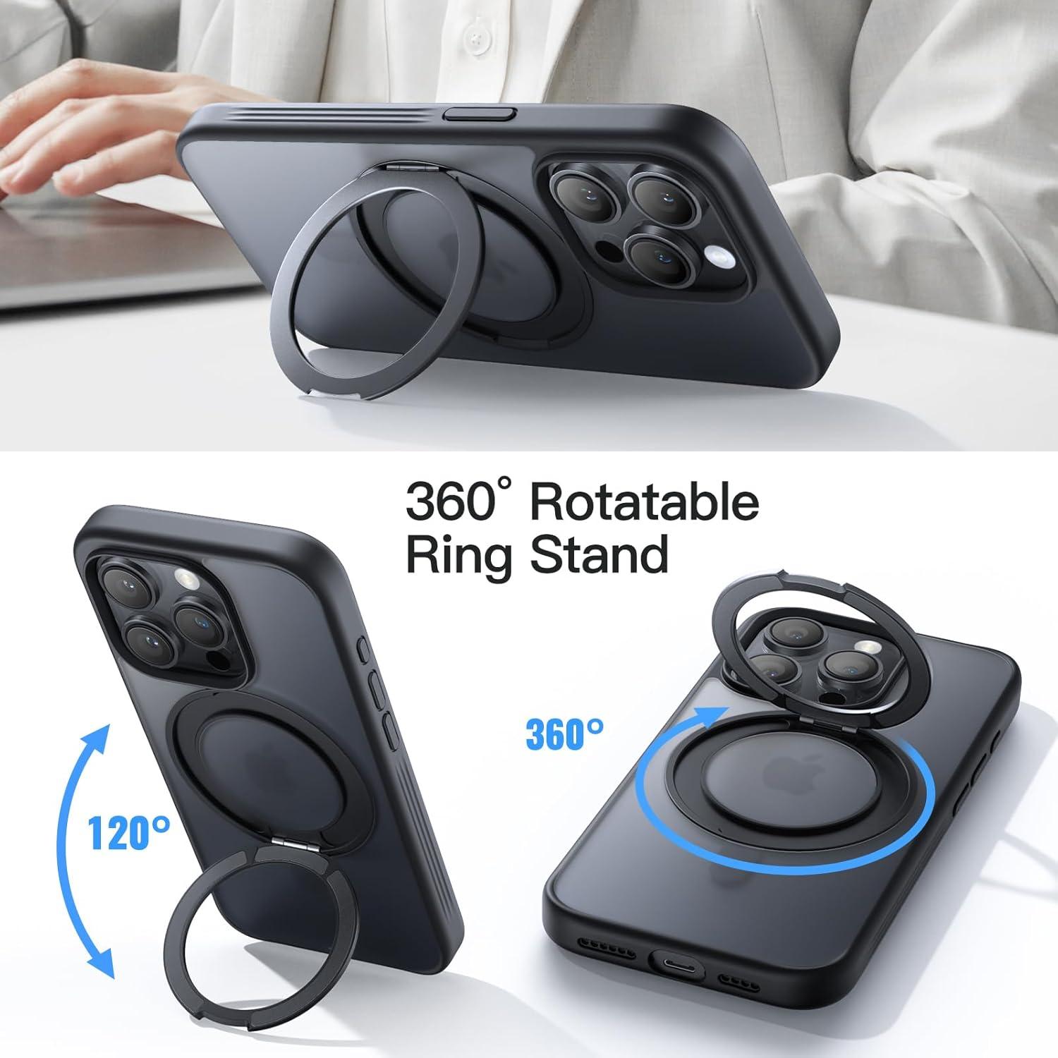 Funda JETech con Anillo Rotatable 360° para iPhone 15 Pro Max