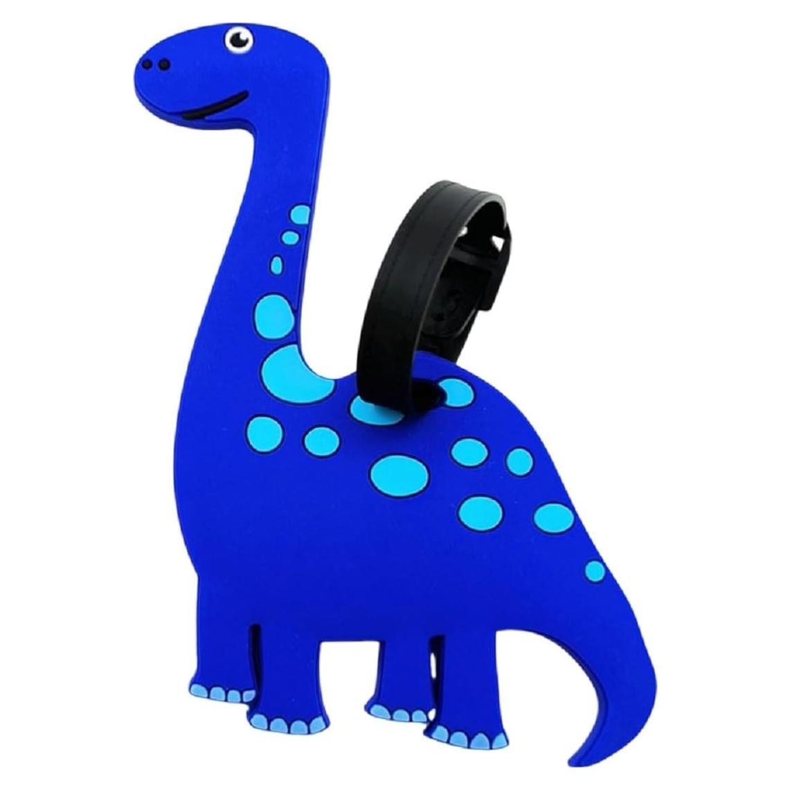 Etiqueta de Equipaje de Silicona QFSH Dinosaurio Azul-Diplodocus