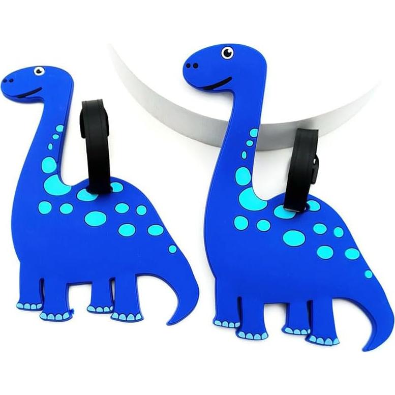 Etiqueta de Equipaje de Silicona QFSH Dinosaurio Azul-Diplodocus