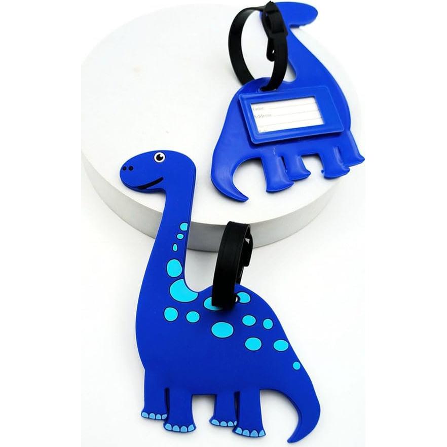 Etiqueta de Equipaje de Silicona QFSH Dinosaurio Azul-Diplodocus