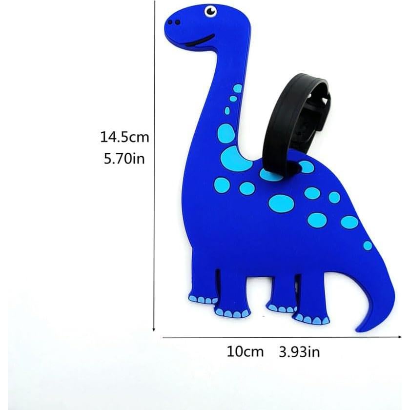 Etiqueta de Equipaje de Silicona QFSH Dinosaurio Azul-Diplodocus