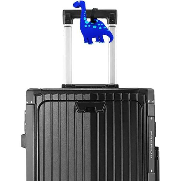 Etiqueta de Equipaje de Silicona QFSH Dinosaurio Azul-Diplodocus
