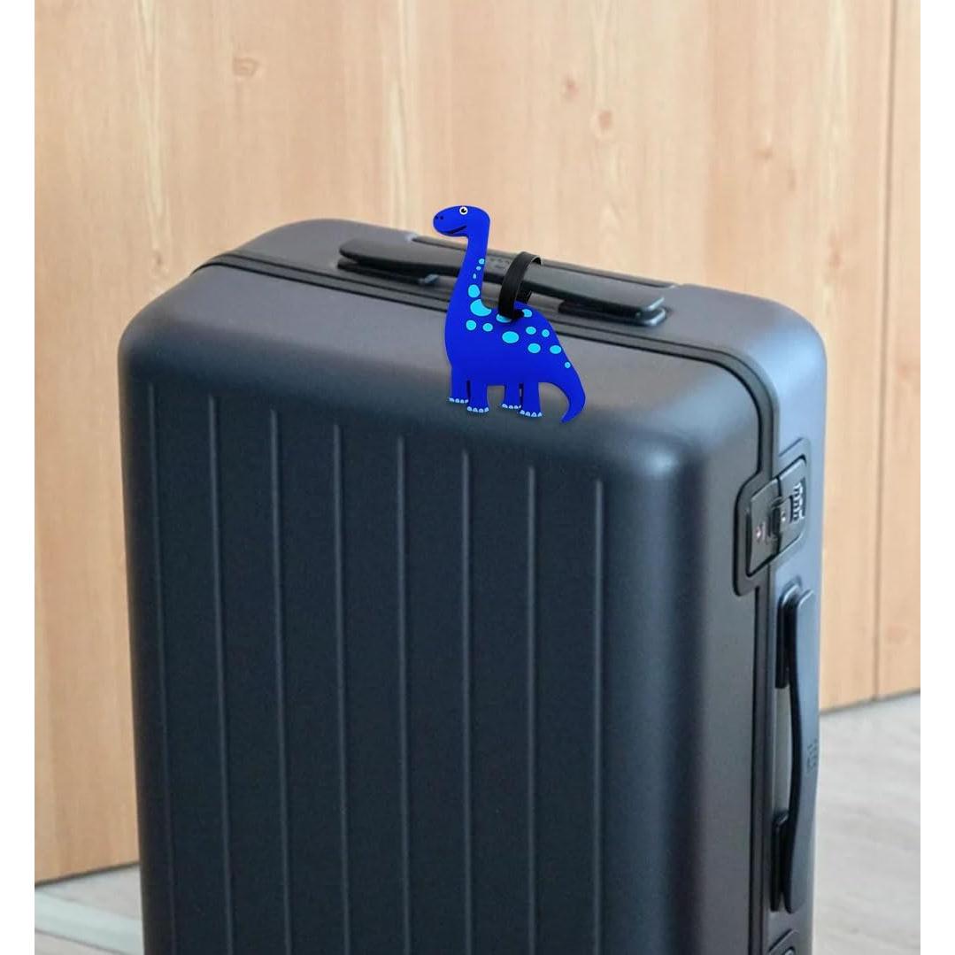 Etiqueta de Equipaje de Silicona QFSH Dinosaurio Azul-Diplodocus