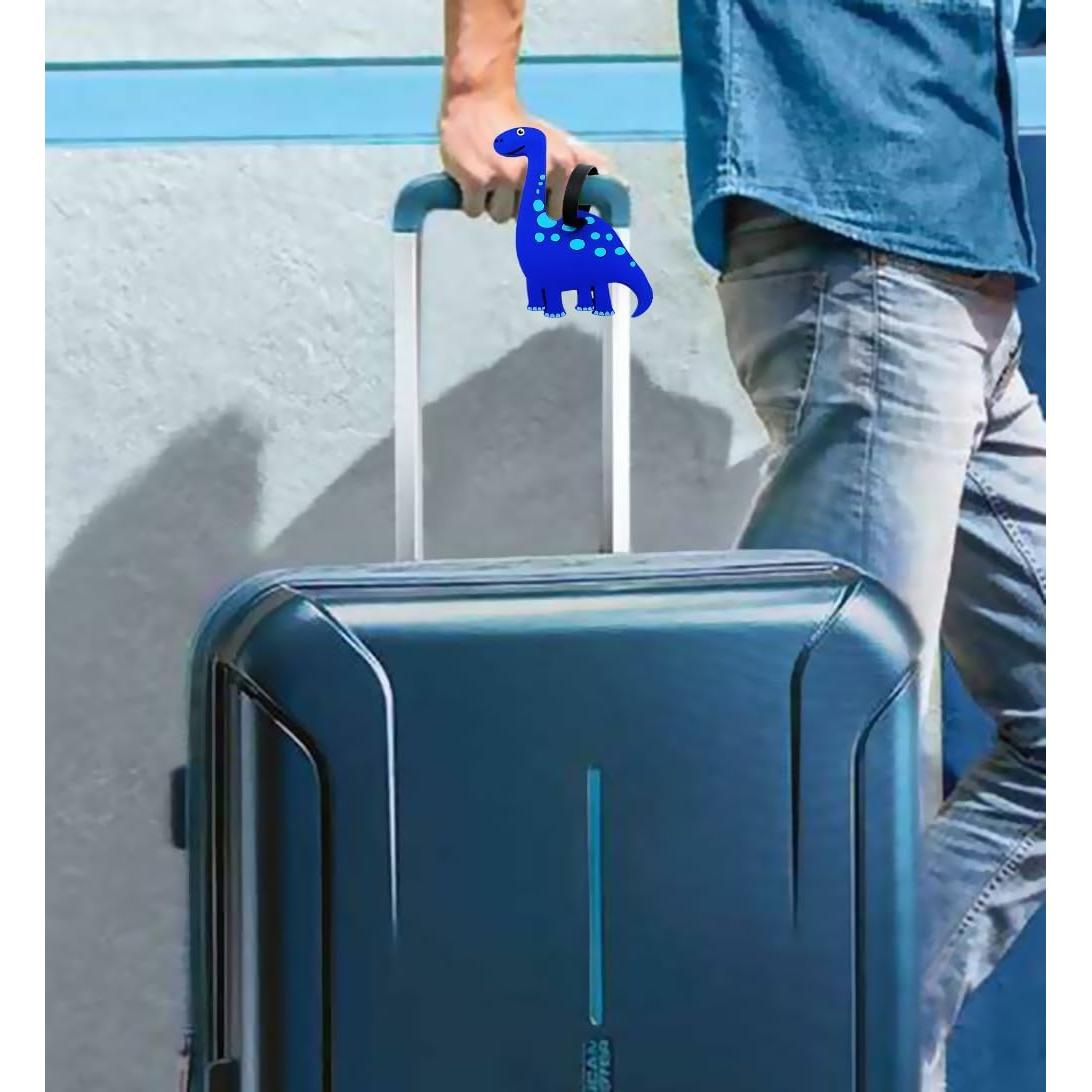 Etiqueta de Equipaje de Silicona QFSH Dinosaurio Azul-Diplodocus