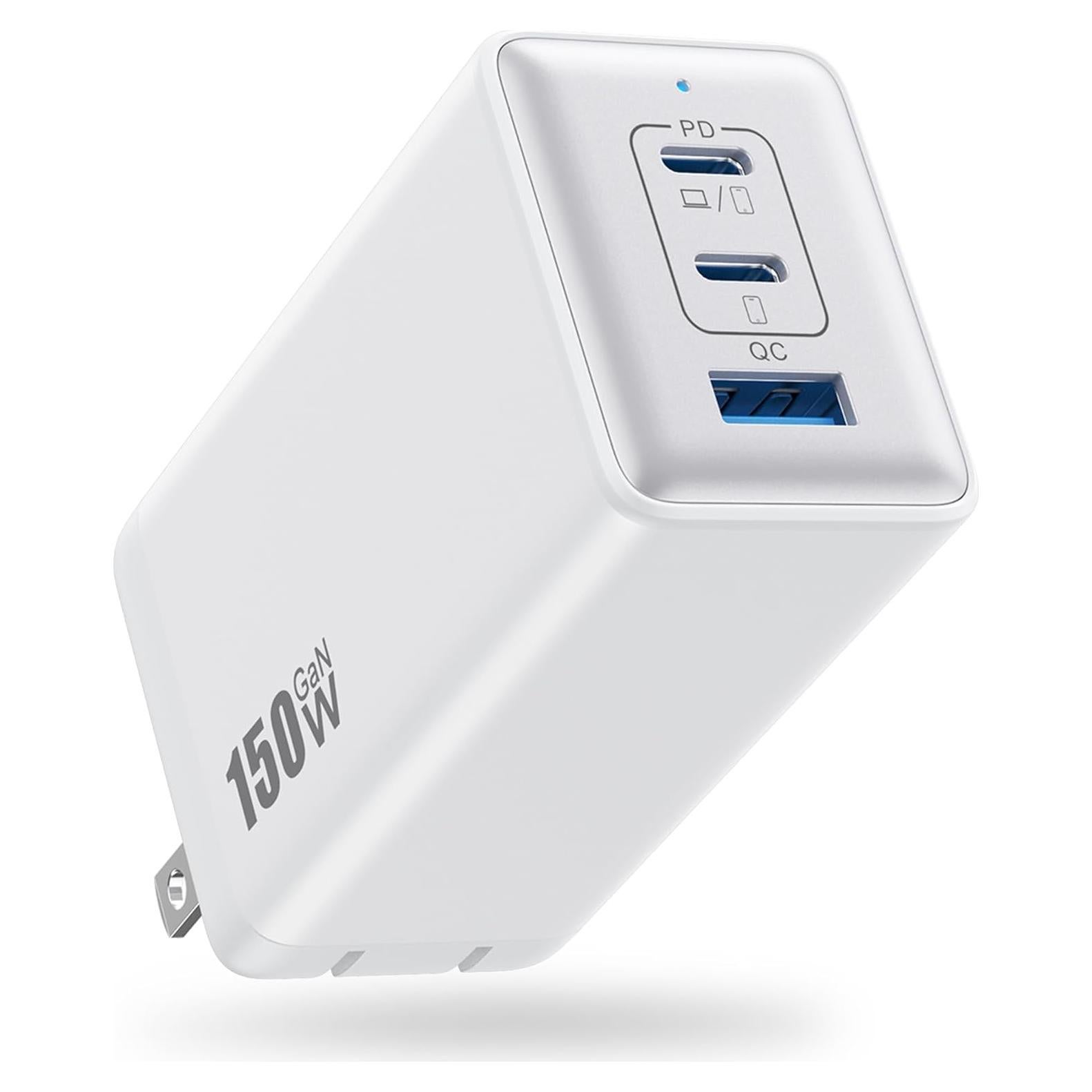 Cargador USB C 150W Pxwaxpy 3 Puertos Rápido Plegable