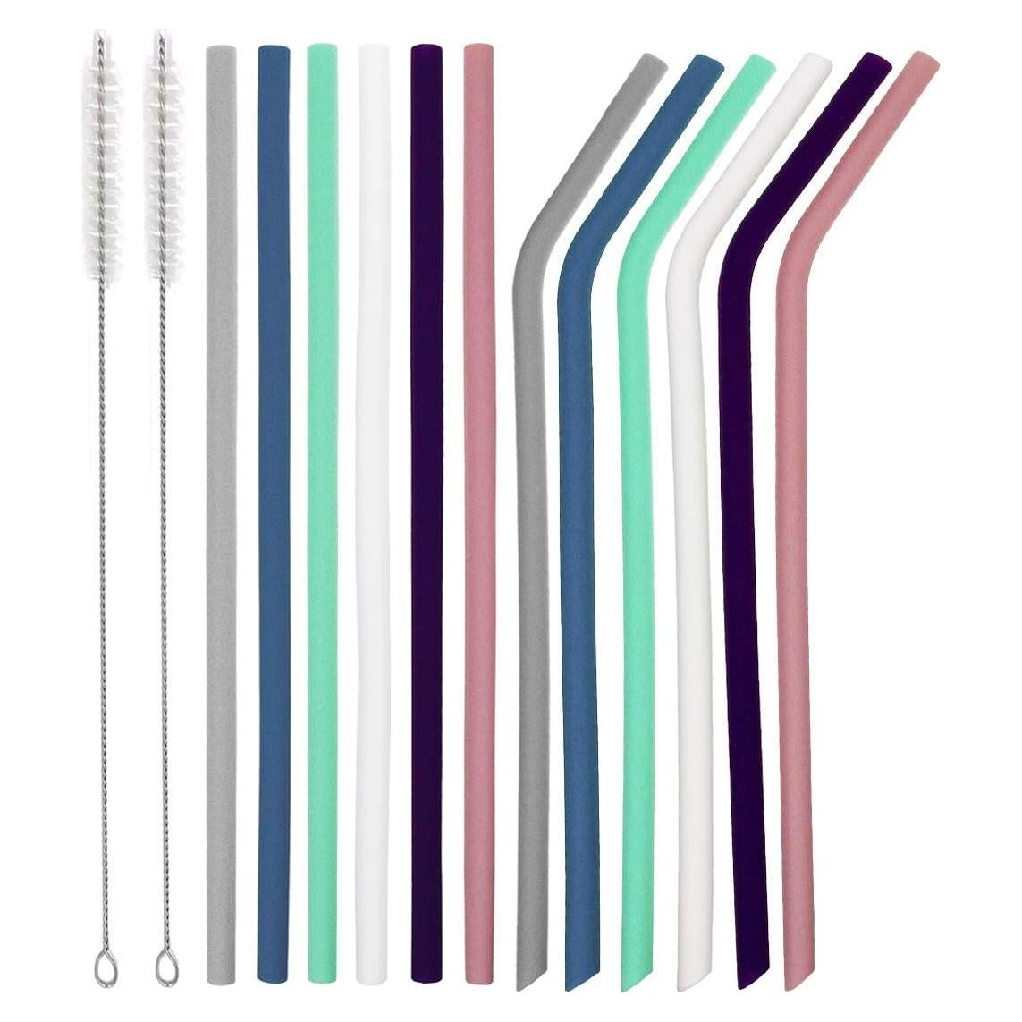 Conjunto de 12 Pajitas de Silicona Senneny Reutilizables 6mm
