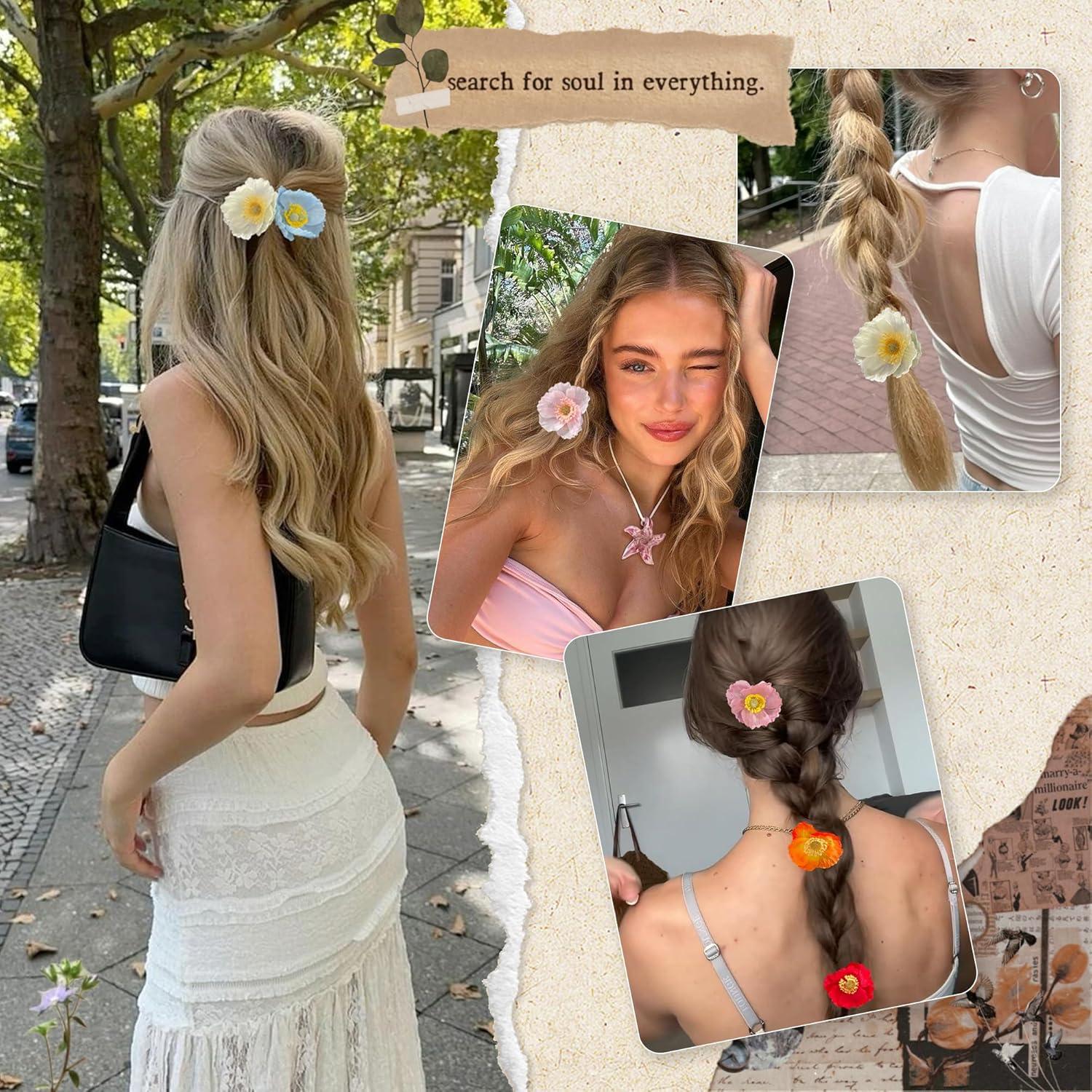 Paquete de 6 Clips para el Cabello VCKOVCKO con Flores Artificiales