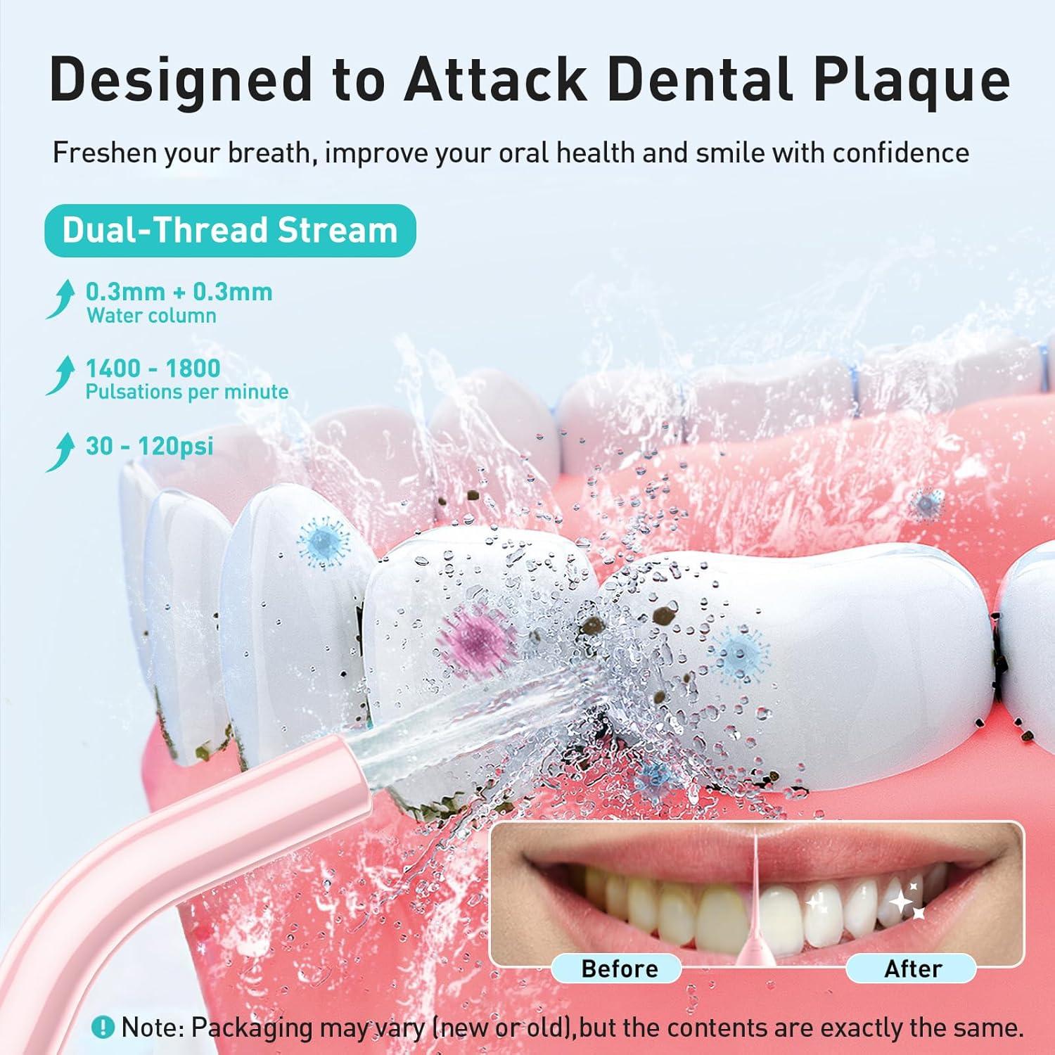 Irrigador Dental Portátil COSLUS C20 Rosa 300ml Recargable